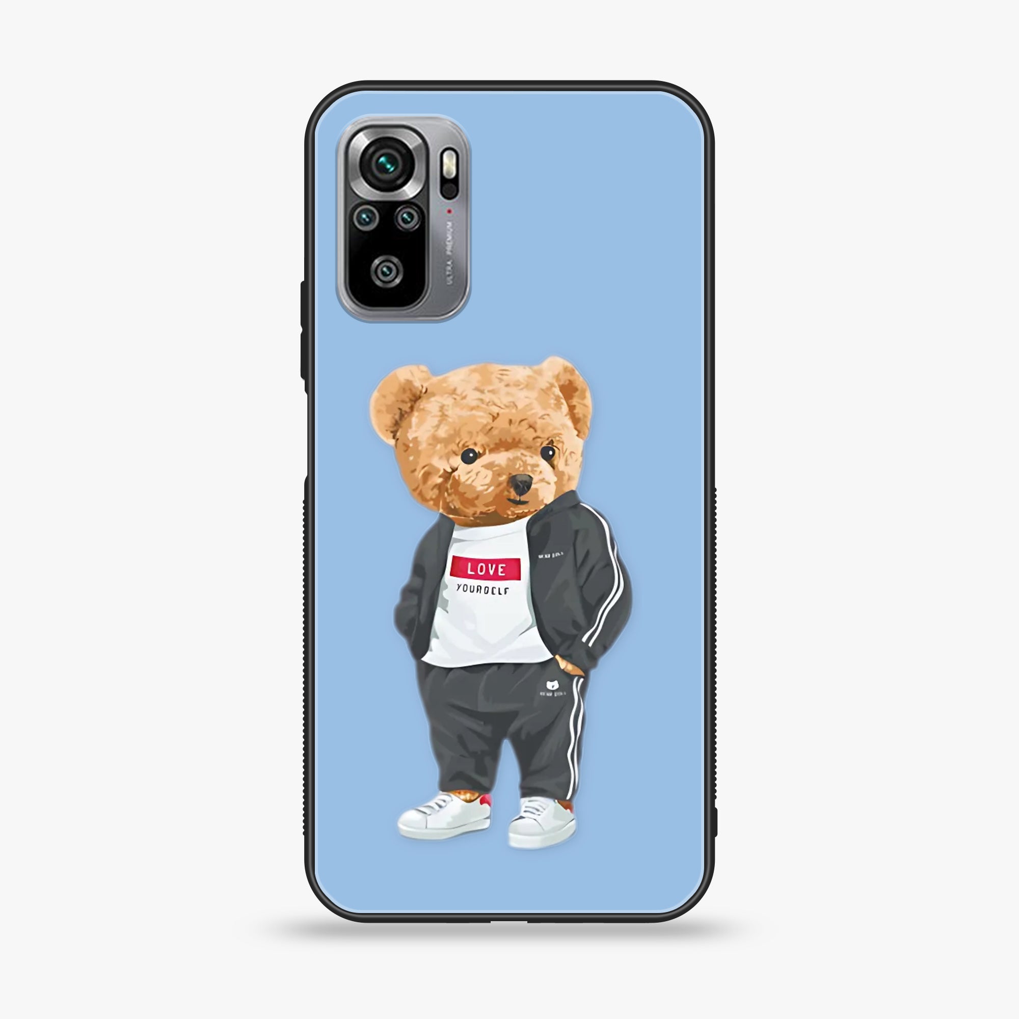 Xiaomi Redmi Note 10S- Cool Bear Series - Premium Printed Glass soft Bumper shock Proof Case