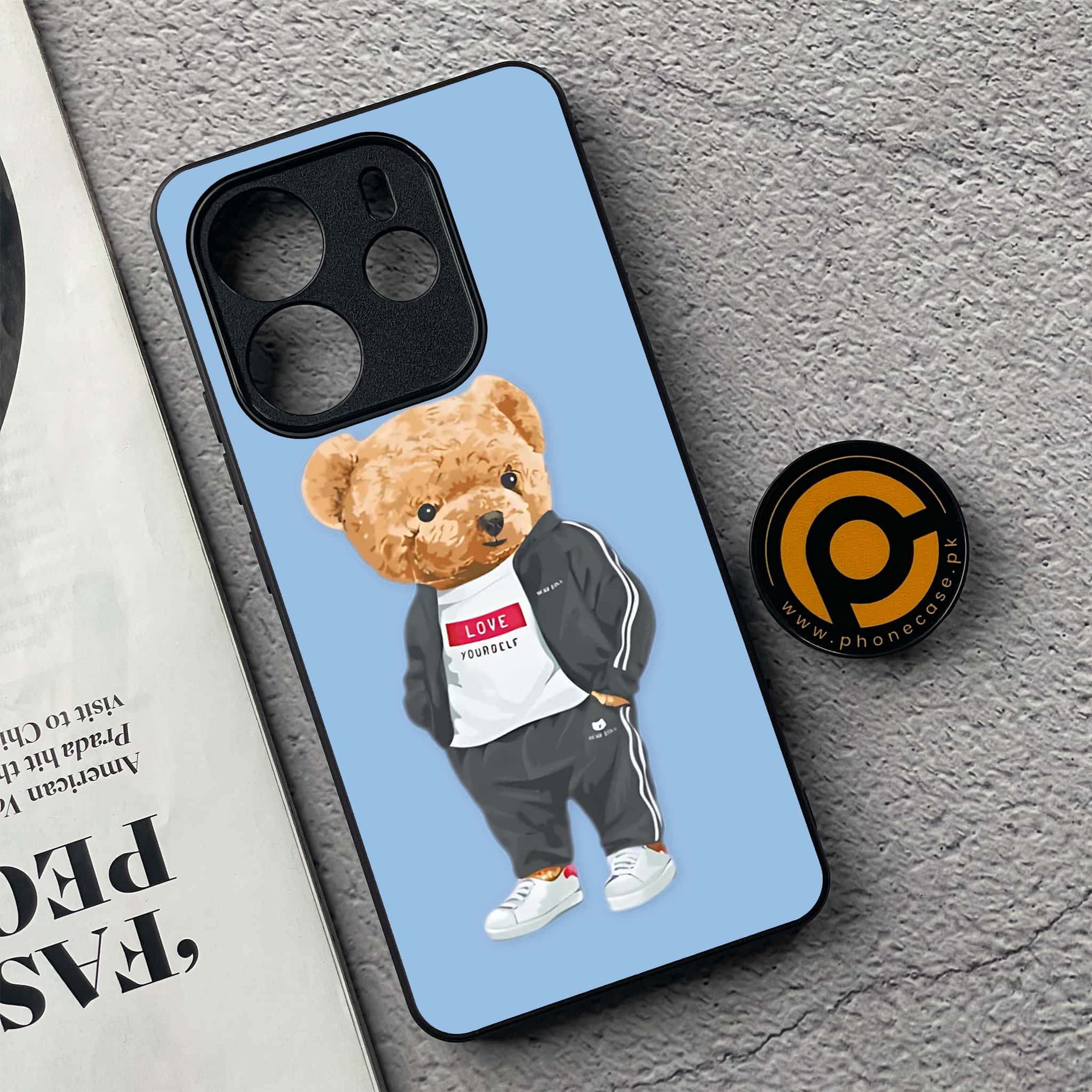 Xiaomi Redmi Note 14 - Cool Bear Series - Premium Printed Glass soft Bumper shock Proof Case
