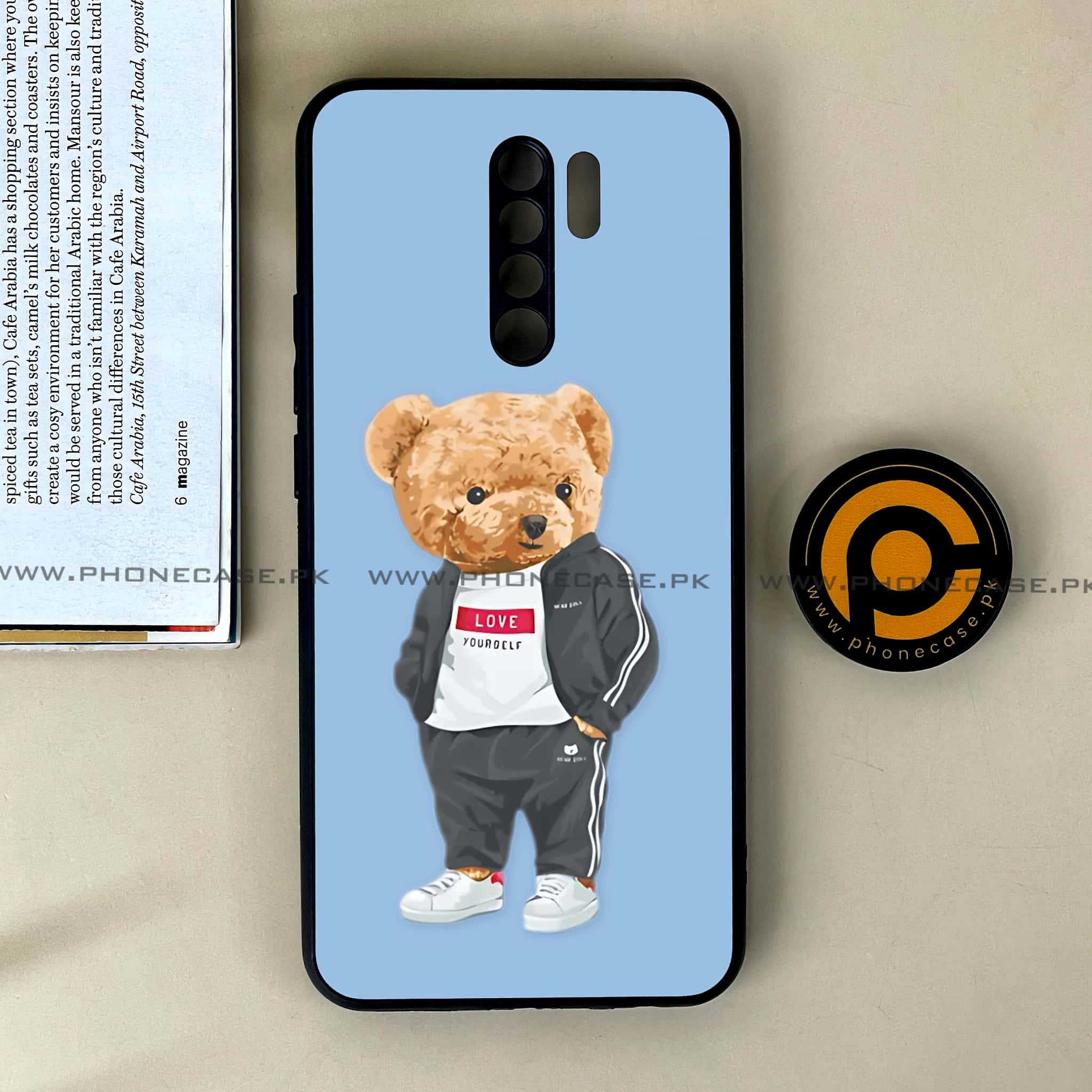 Xiaomi Redmi 9 - Cool Bear Series - Premium Printed Glass soft Bumper shock Proof Case