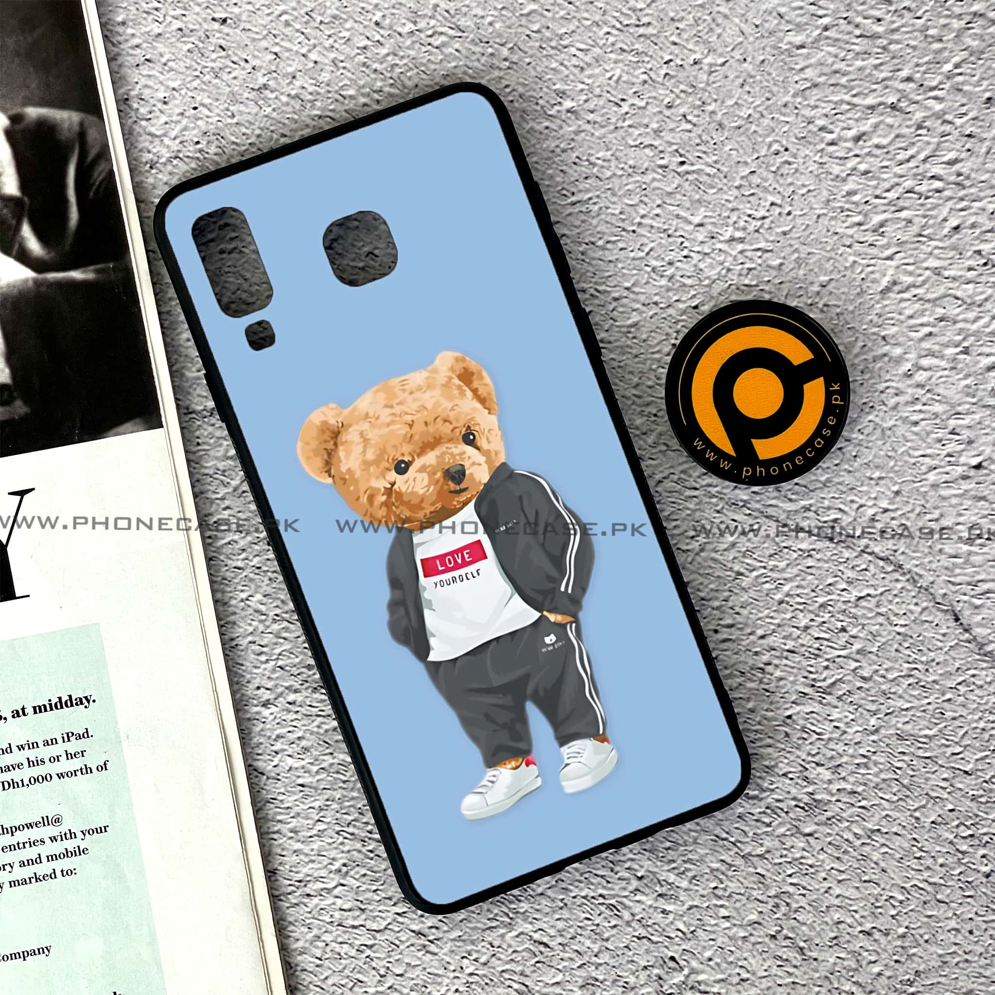 Samsung Galaxy A8 Star(A9 Star) - Cool Bear Series - Premium Printed Glass soft Bumper shock Proof Case