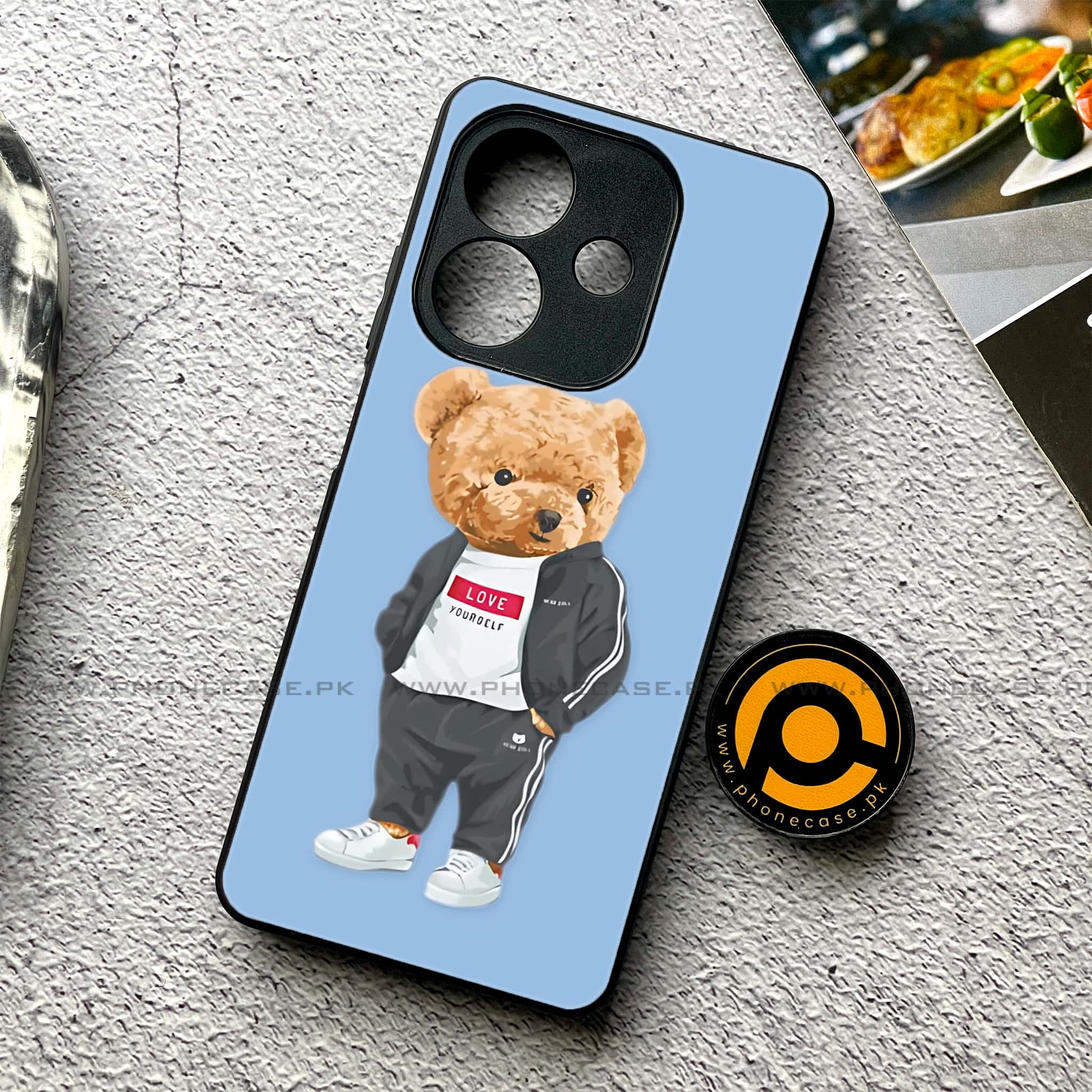 Oppo A5i - Cool Bear Series - Premium Metal Printed soft Bumper shock Proof Case