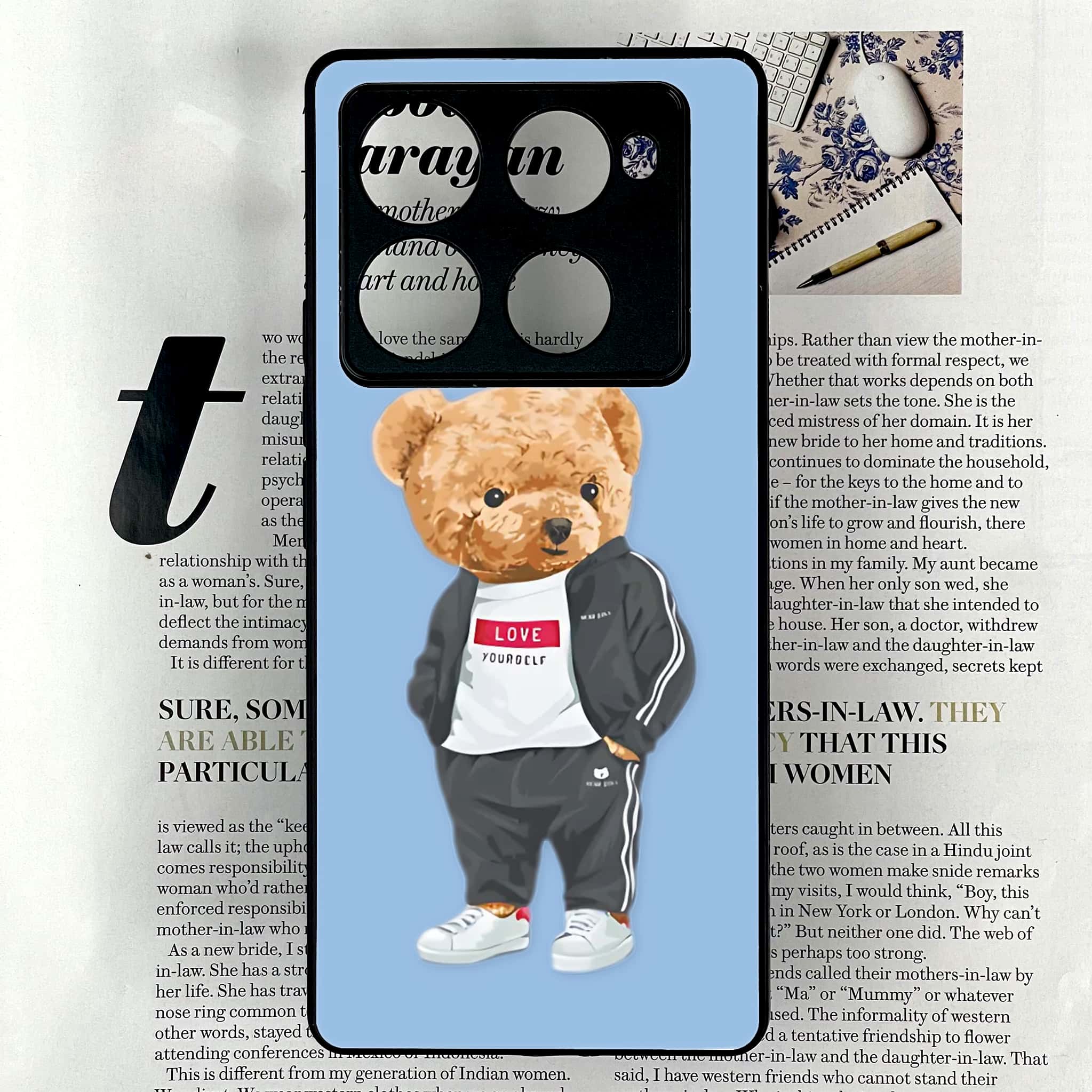 Infinix Note 40 Pro 4G - Cool Bear Series - Premium Printed Glass soft Bumper shock Proof Case