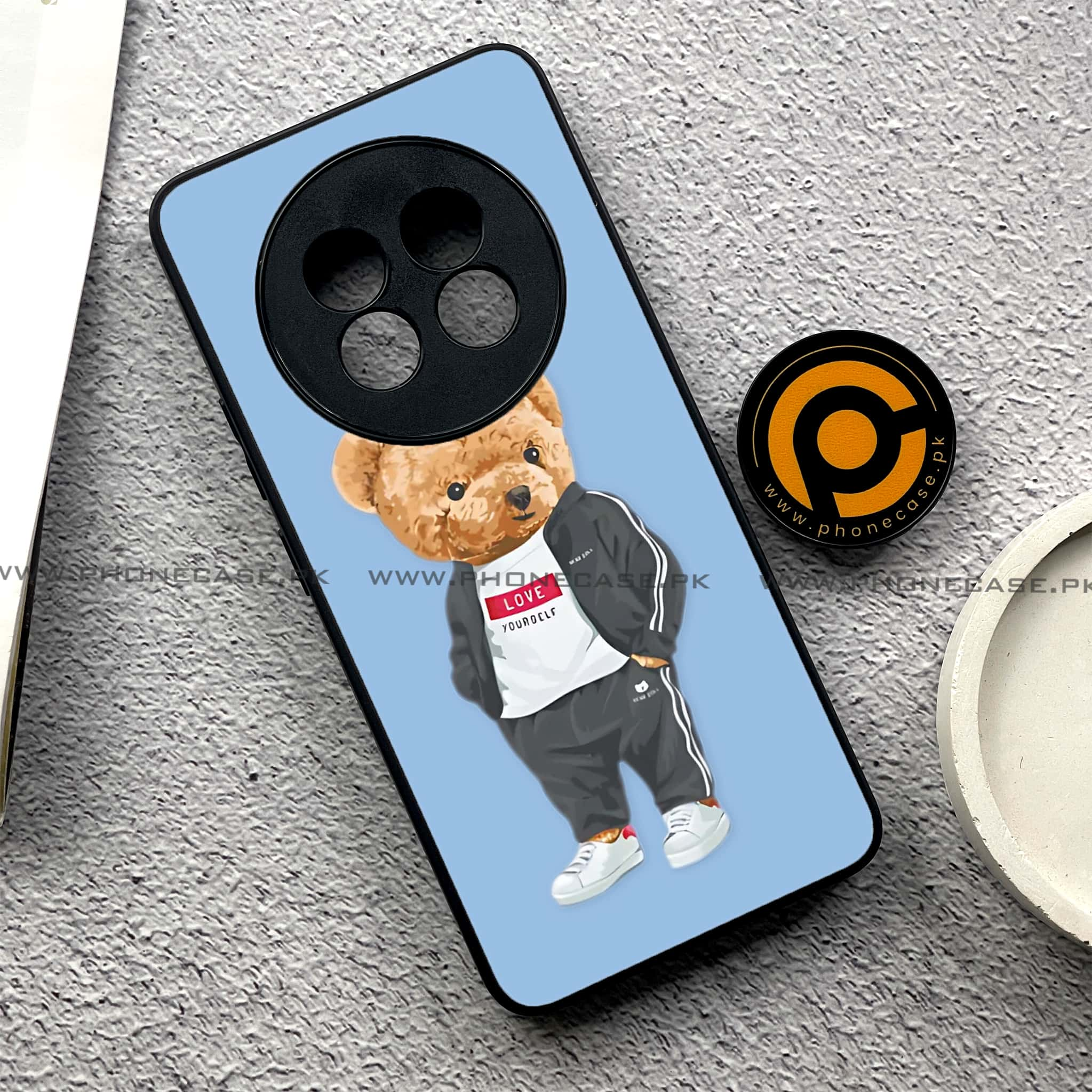 Realme 13 Plus - Cool Bear Series - Premium Printed Glass soft Bumper shock Proof Case