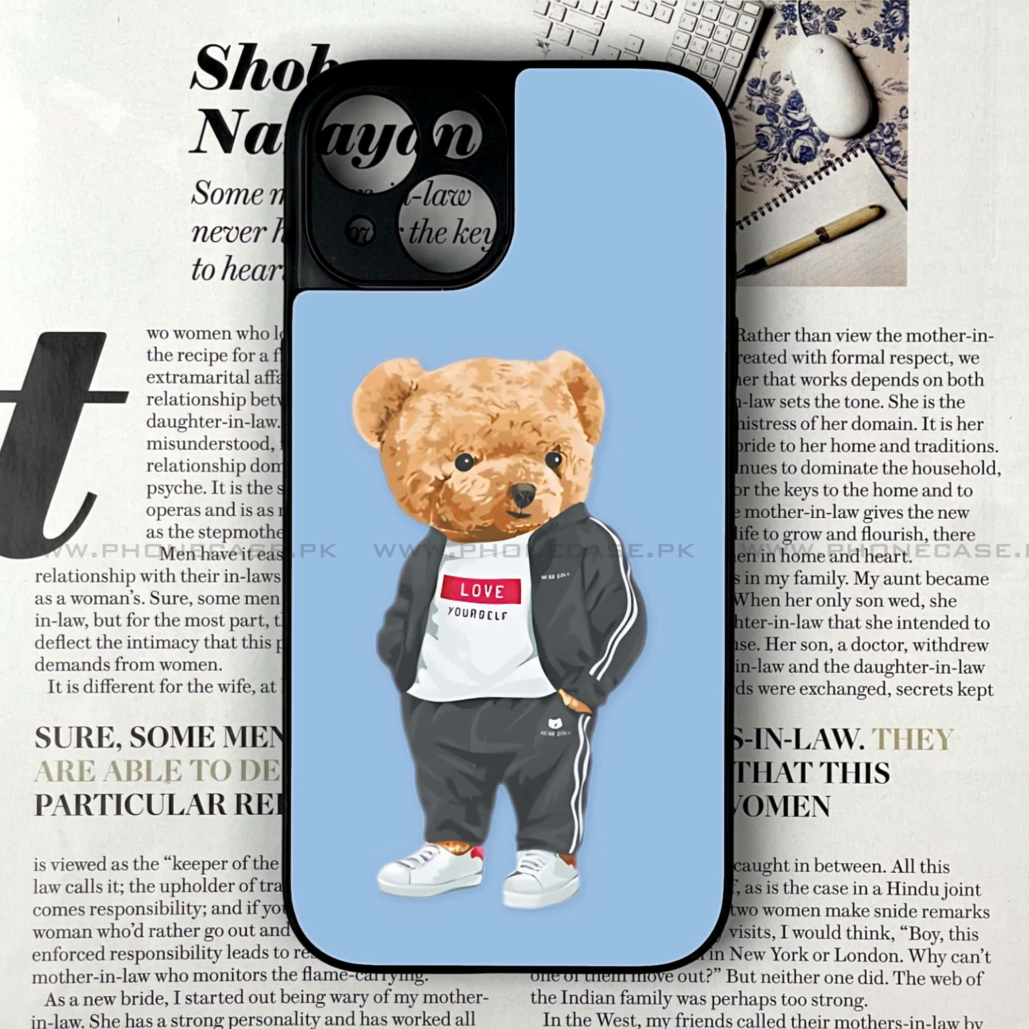 iPhone 15 - Cool Bear Series - Premium Printed Glass soft Bumper shock Proof Case