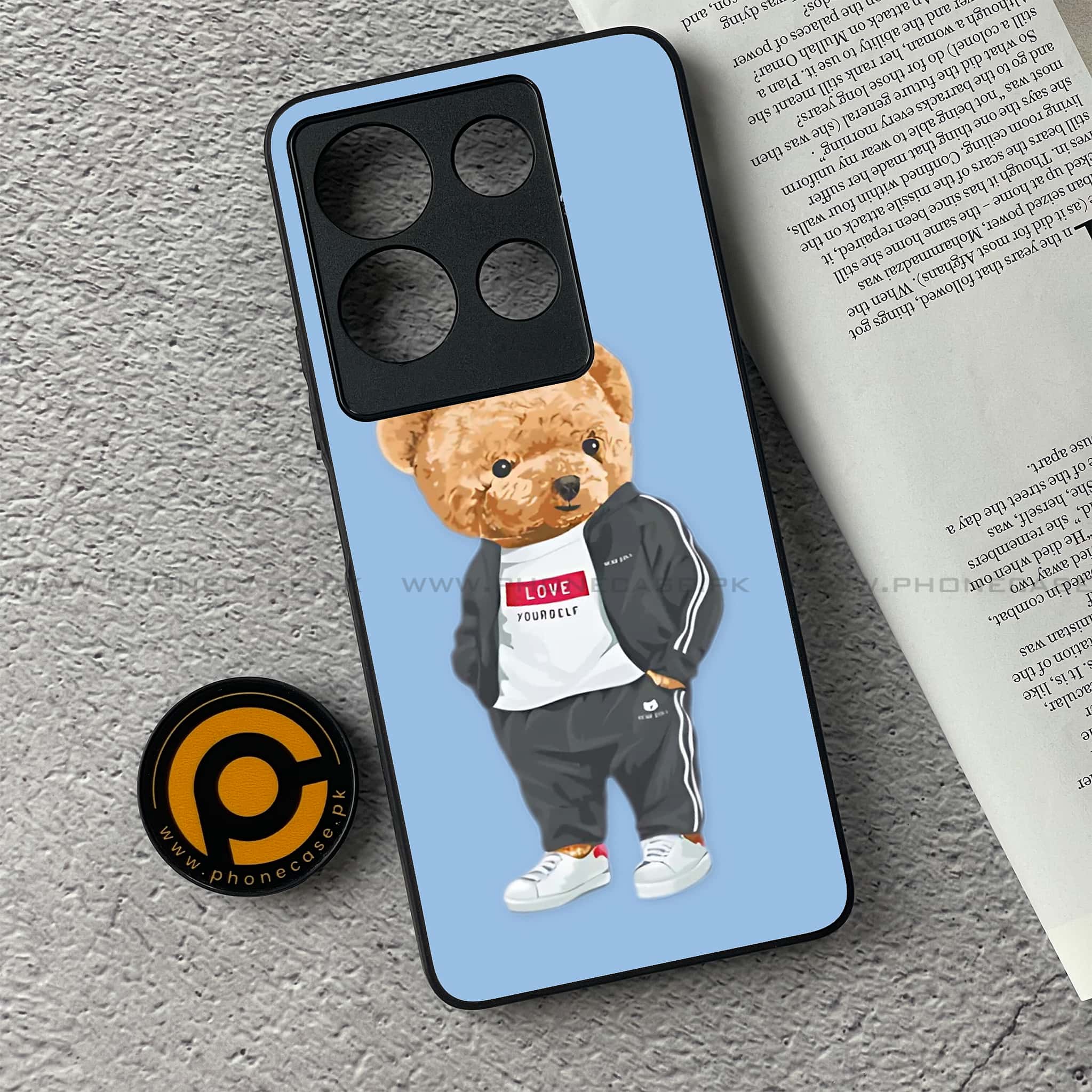 Infinix Note 30 - Cool Bear Series - Premium Printed Glass soft Bumper shock Proof Case