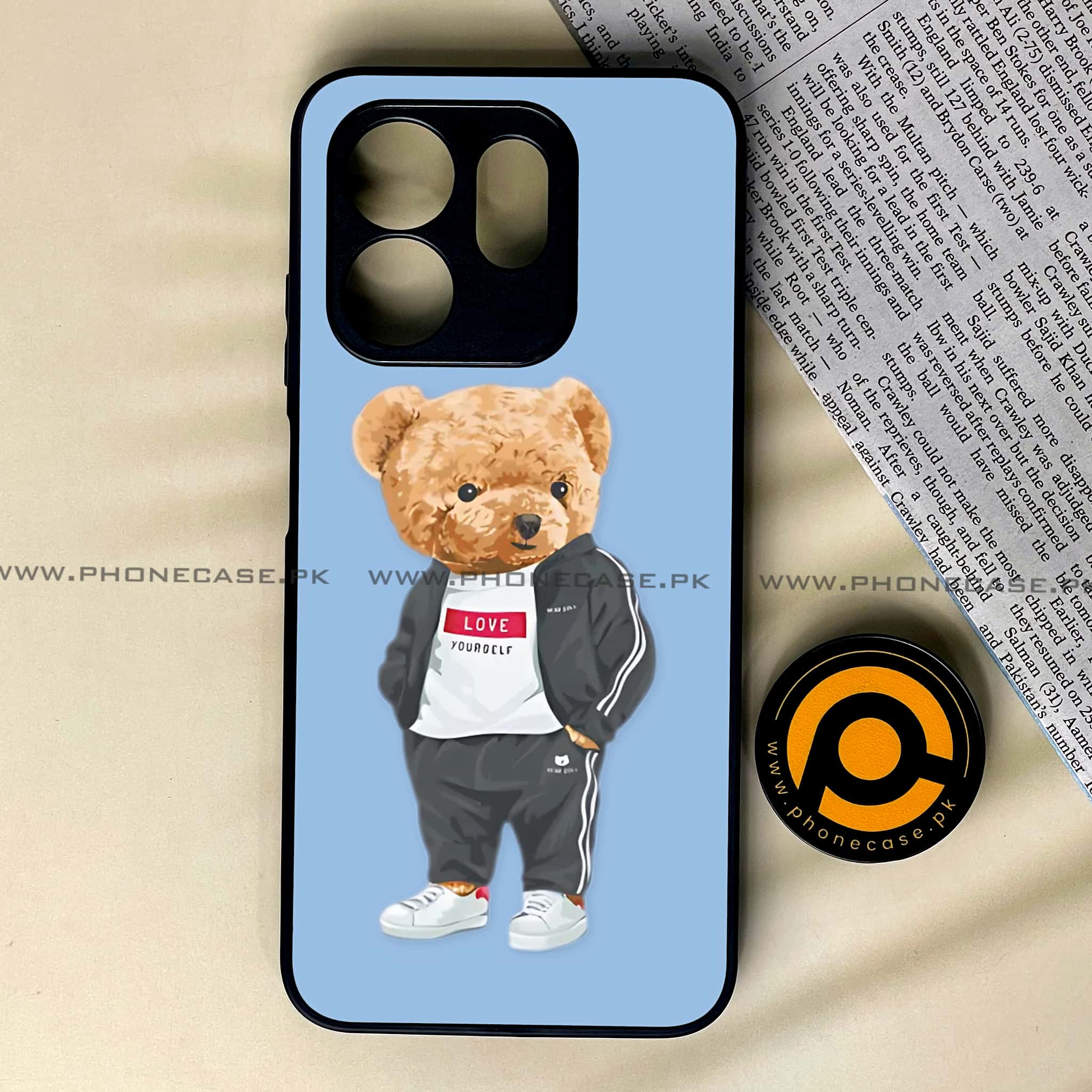 Infinix Smart 9 HD - Cool Bear Series - Premium Metal Printed soft Bumper shock Proof Case