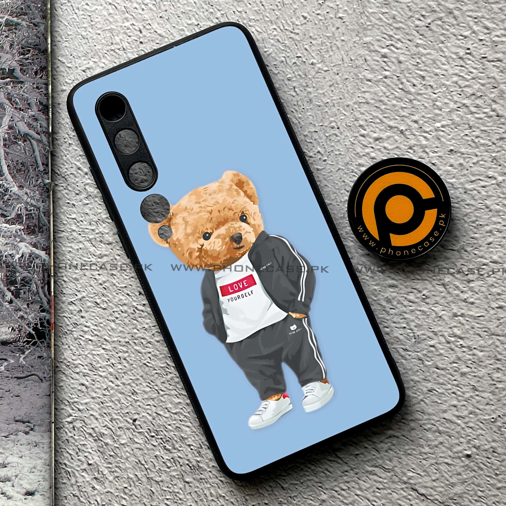 Xiaomi Mi 10 - Cool Bear Series - Premium Printed Glass soft Bumper shock Proof Case