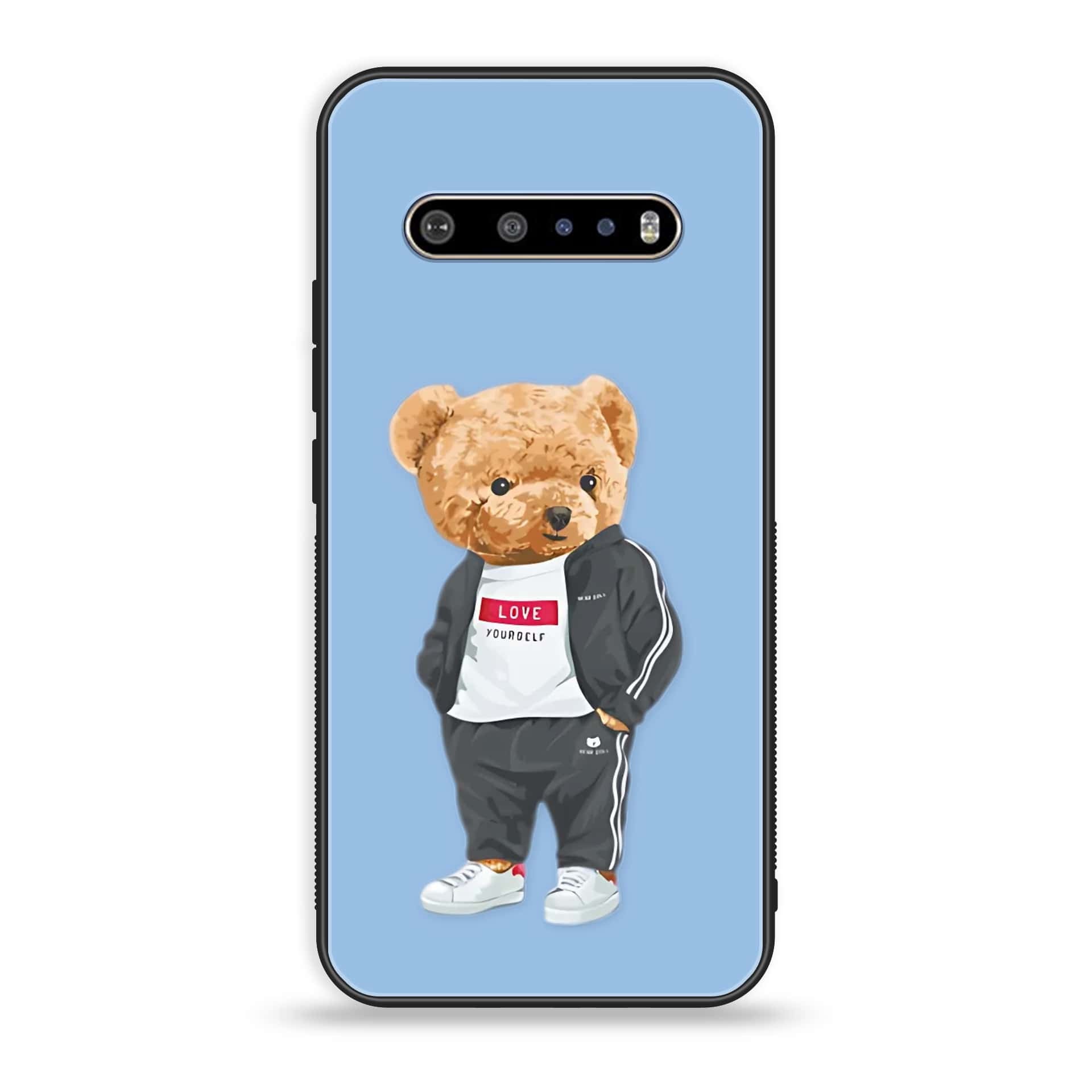 LG V60 Cool Bear Series Premium Printed Glass soft Bumper shock Proof Case