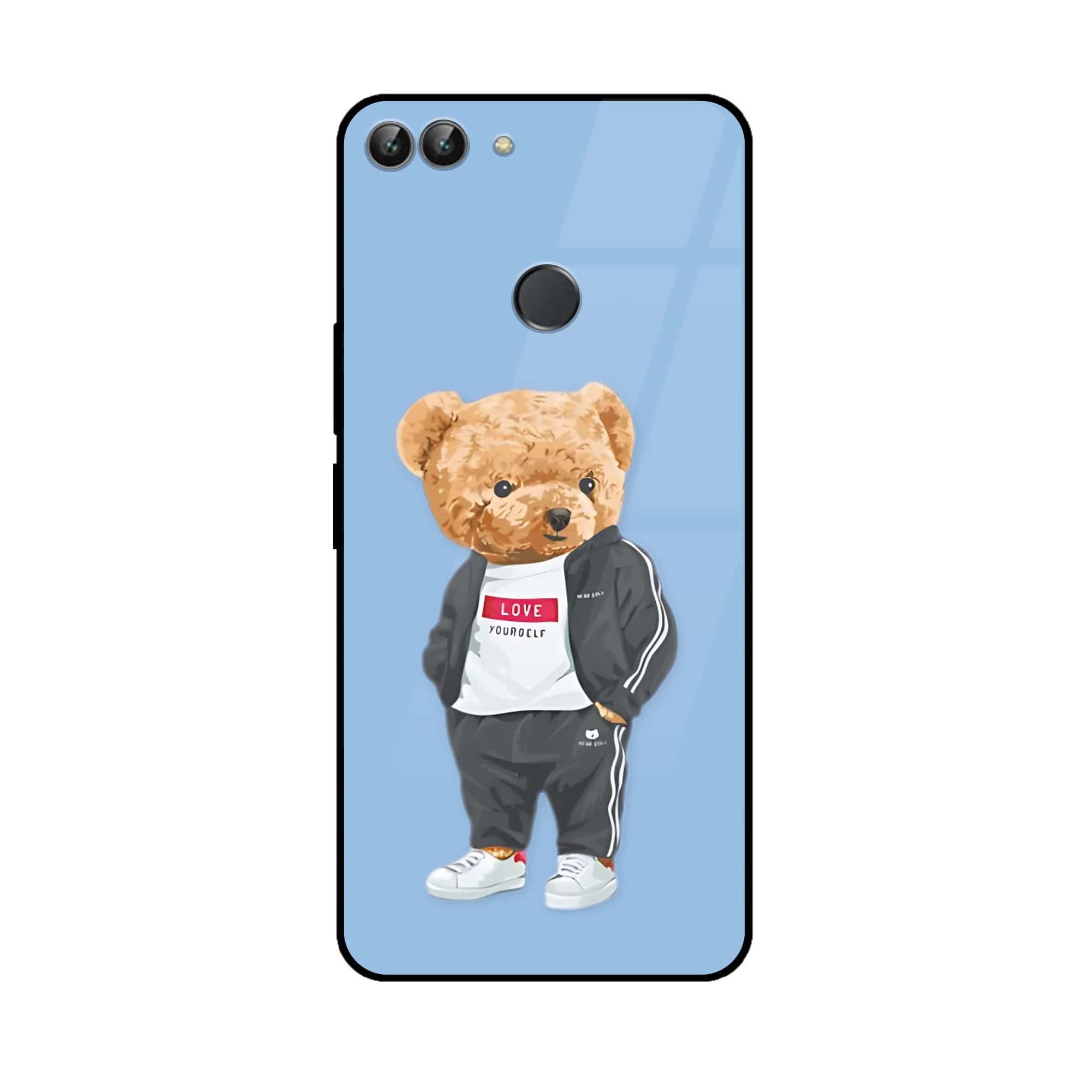 Huawei P Smart - Cool Bear Series - Premium Printed Glass soft Bumper shock Proof Case