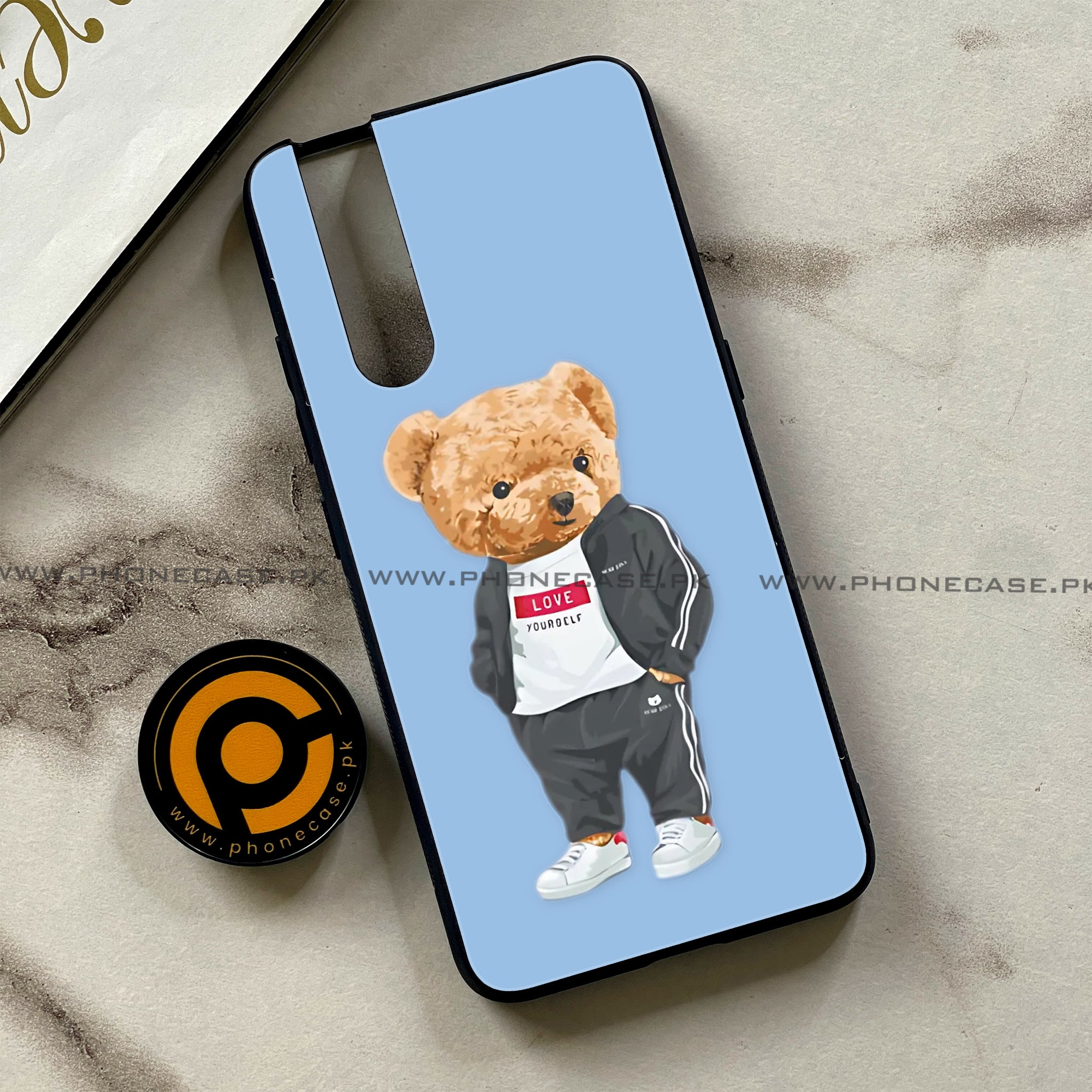 Vivo V15 Pro - Cool Bear Series - Premium Printed Glass soft Bumper shock Proof Case