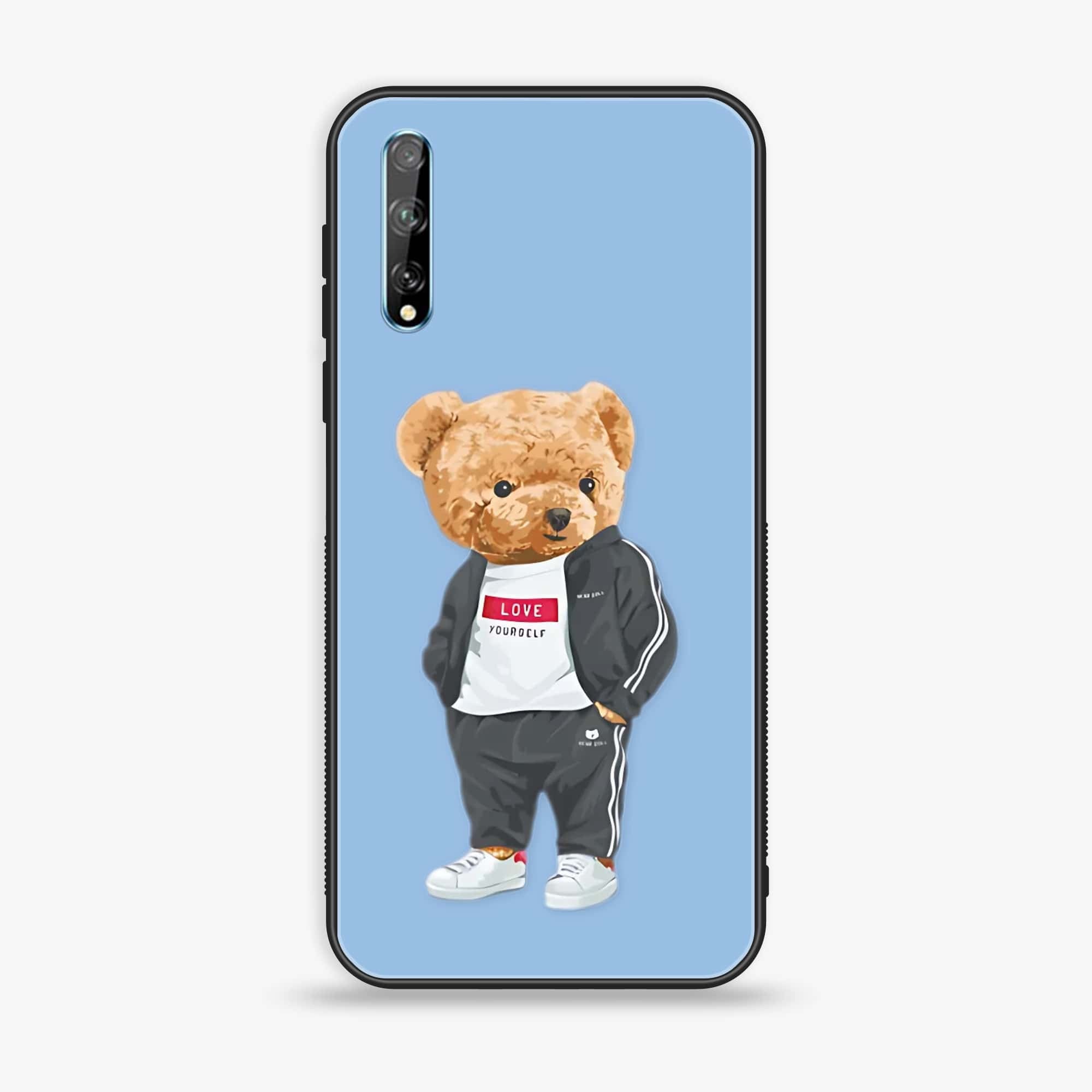 Huawei Y8p - Cool Bear Series - Premium Printed Glass soft Bumper shock Proof Case
