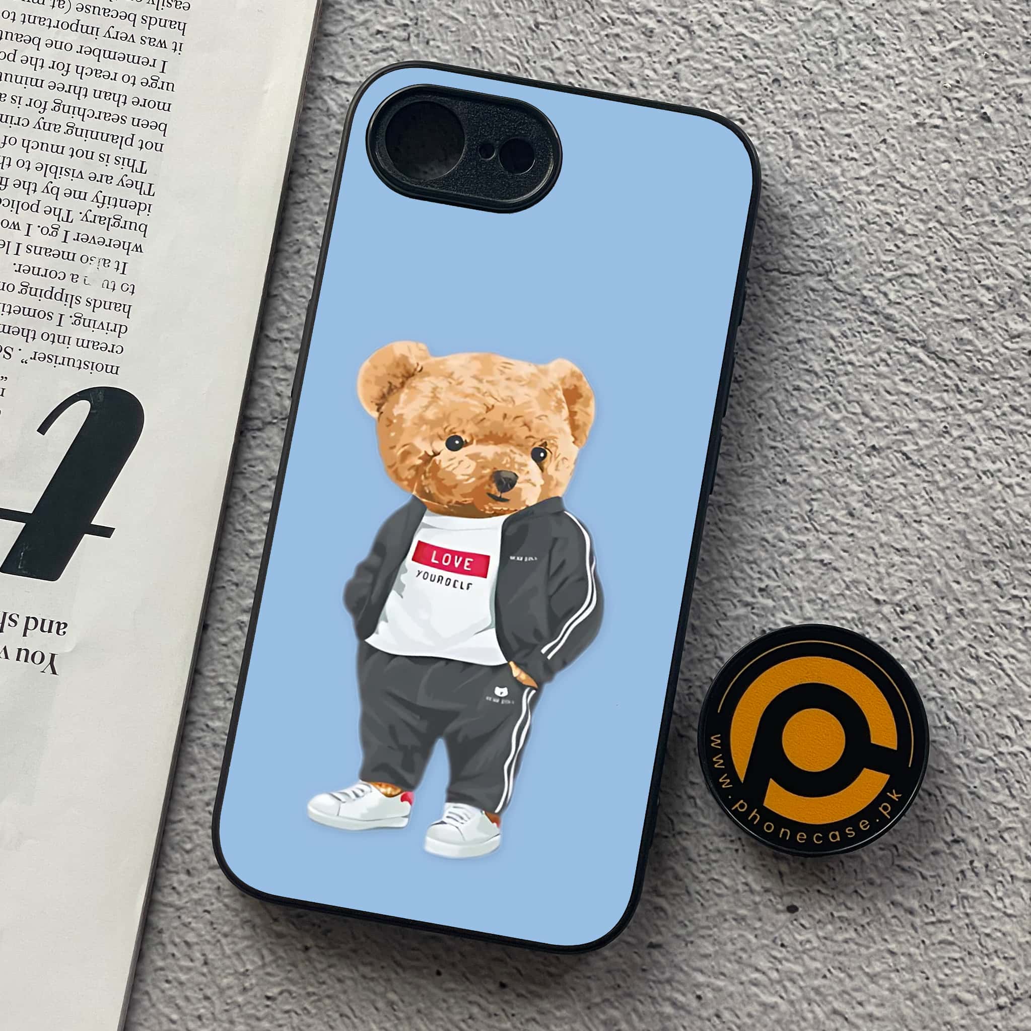 iPhone 16e - Cool Bear Series - Premium Metal  Printed soft Bumper shock Proof Case