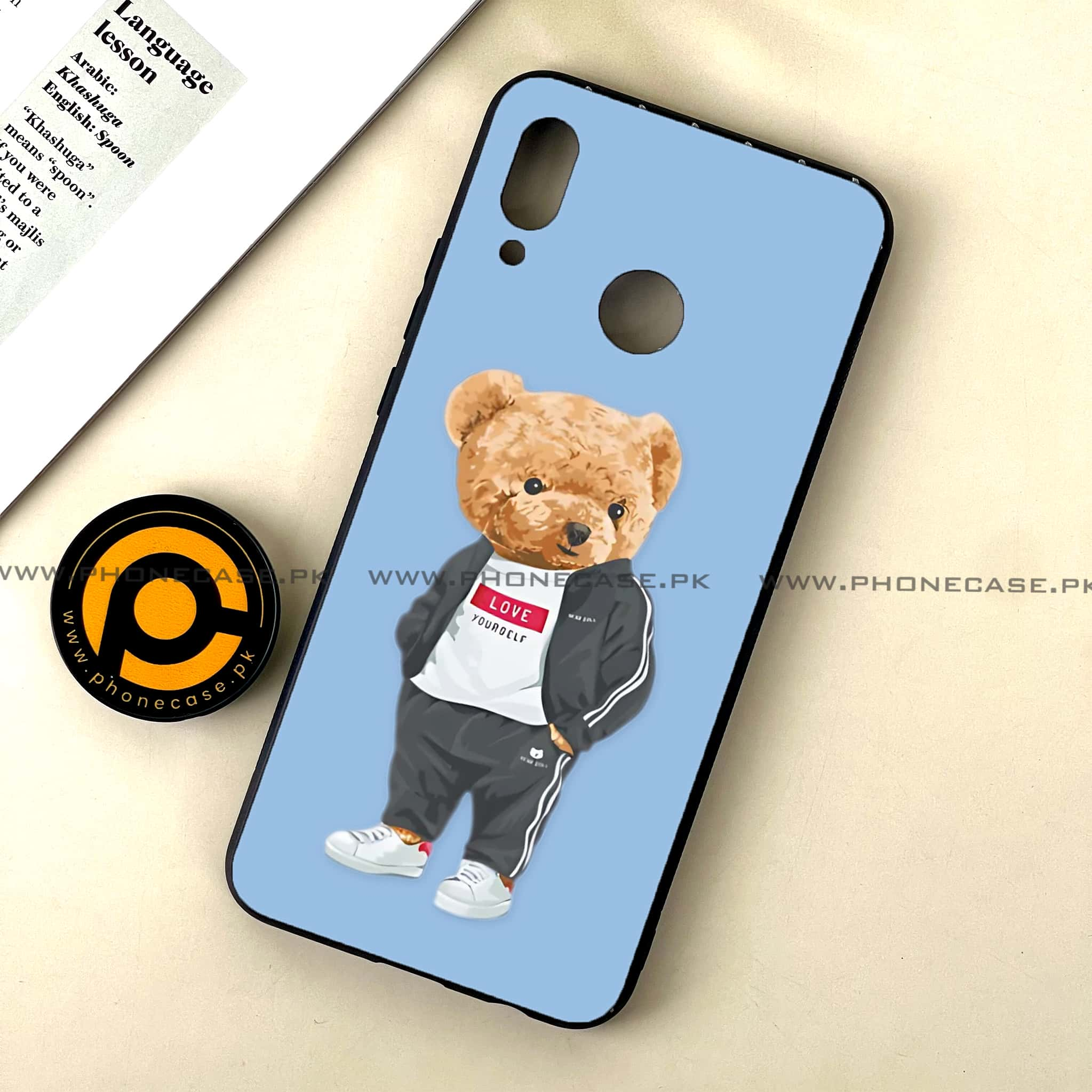 Huawei Nova 3 - Cool Bear Series - Premium Printed Glass soft Bumper shock Proof Case