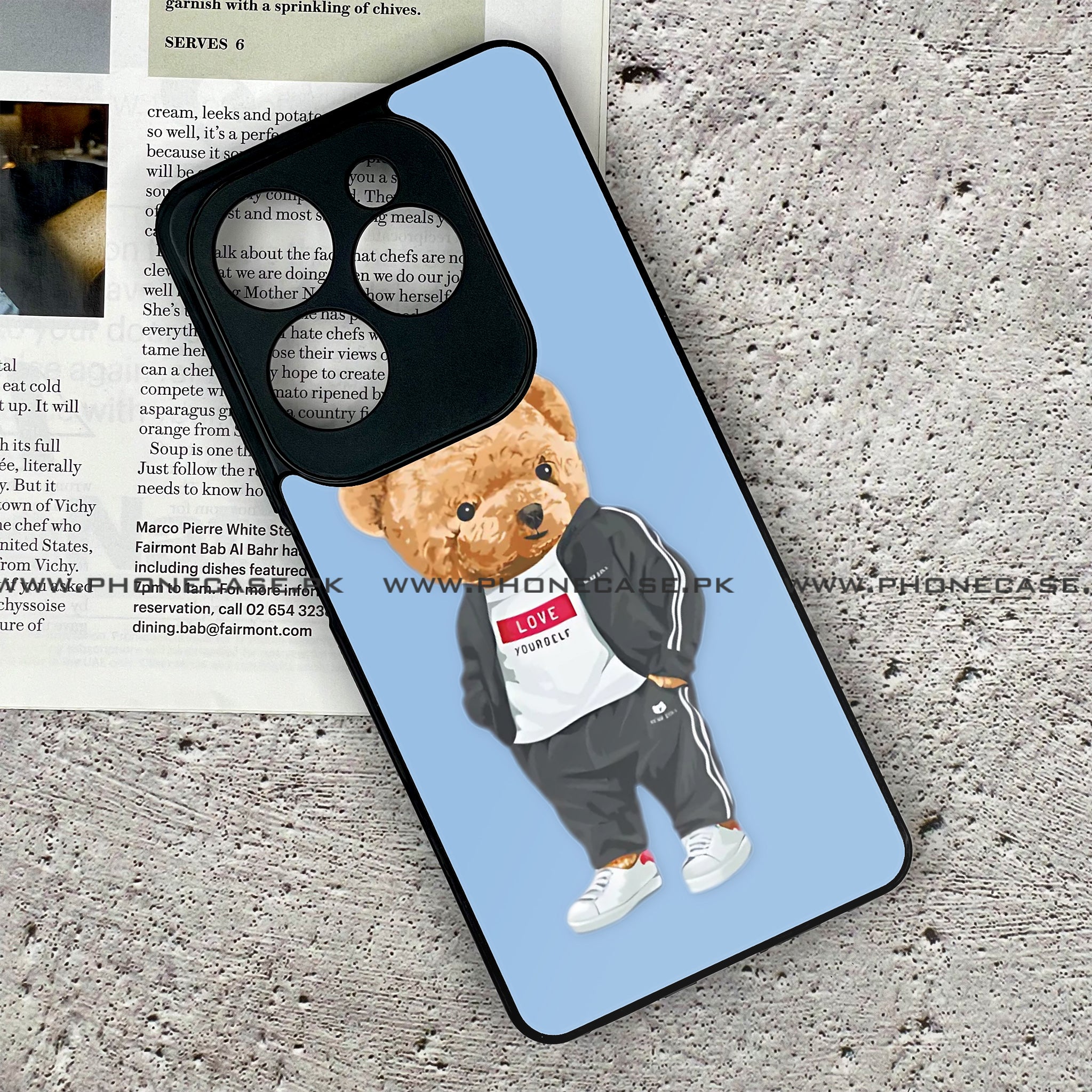 Tecno Spark 20 Pro - Cool Bear Series - Premium Printed Glass soft Bumper shock Proof Case