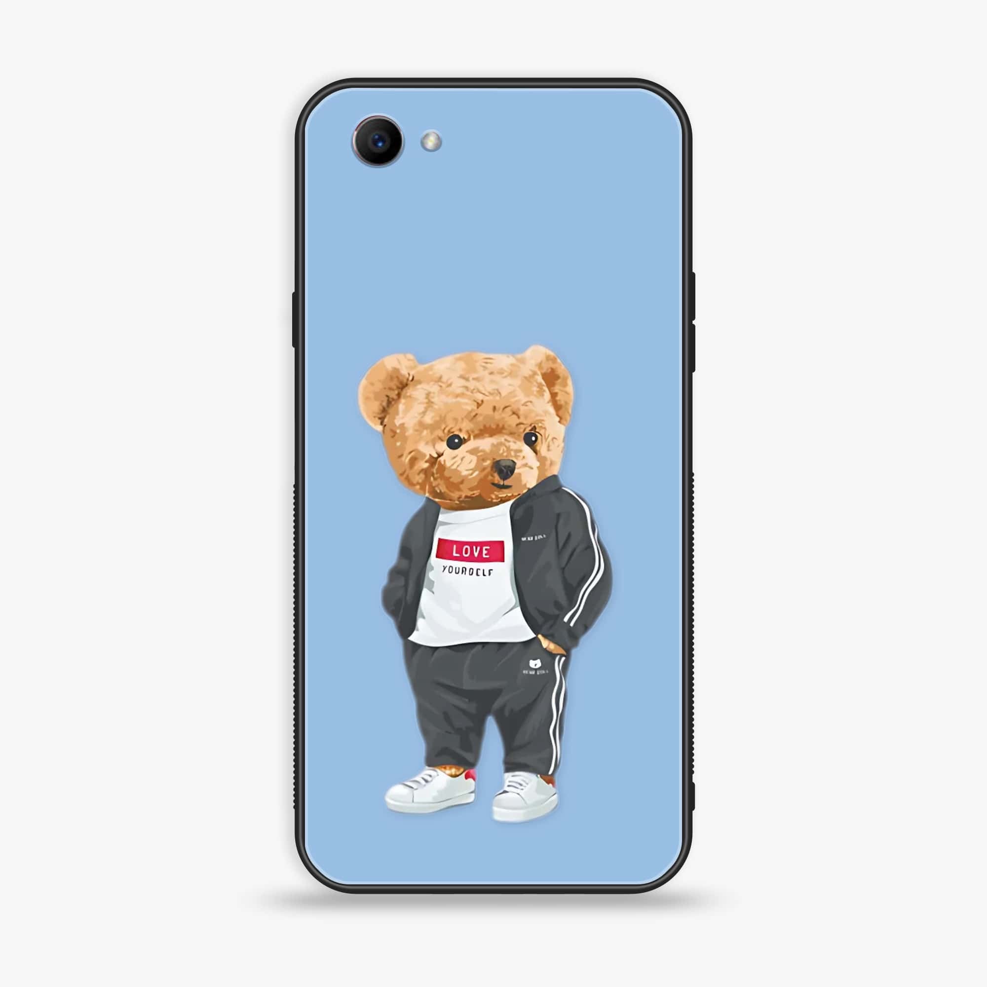 Oppo F7 Youth - Cool Bear Series - Premium Printed Glass soft Bumper shock Proof Case