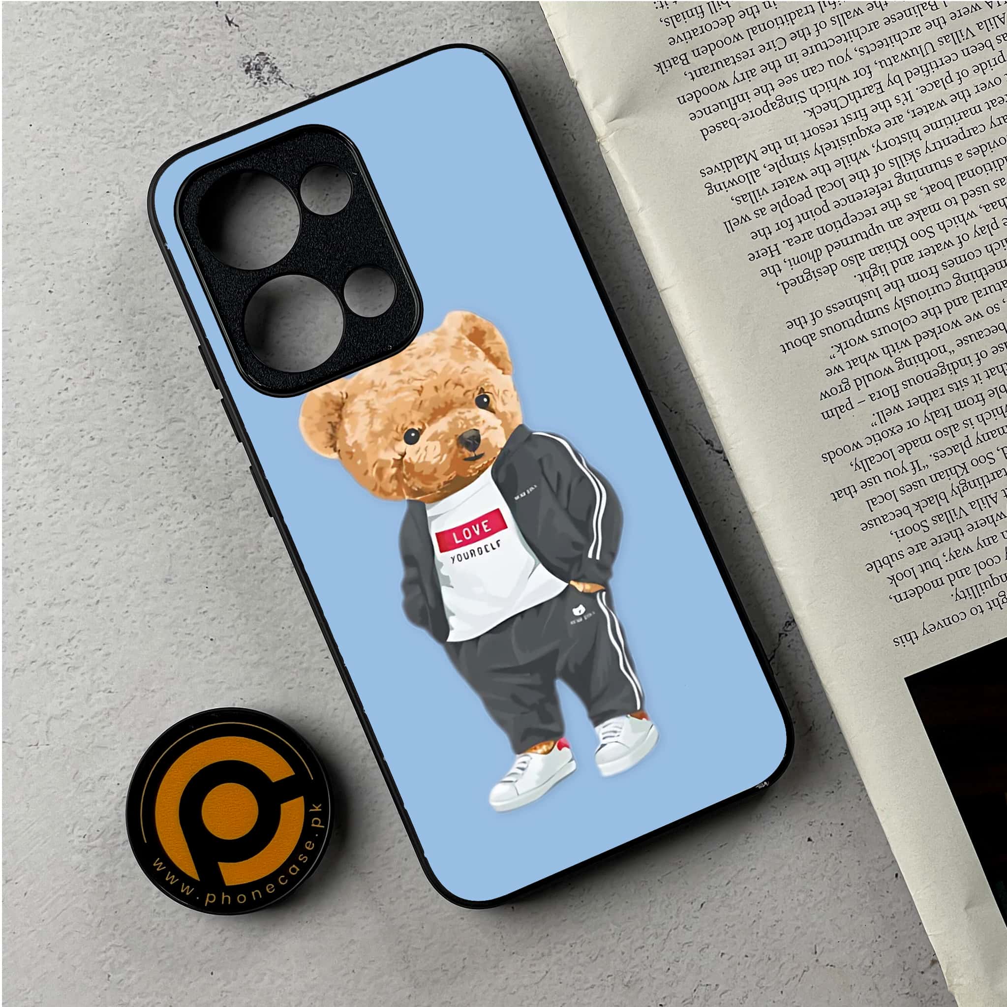 Oppo Reno 13 - Cool Bear Series - Premium Metal Printed Soft Bumper Shockproof Case