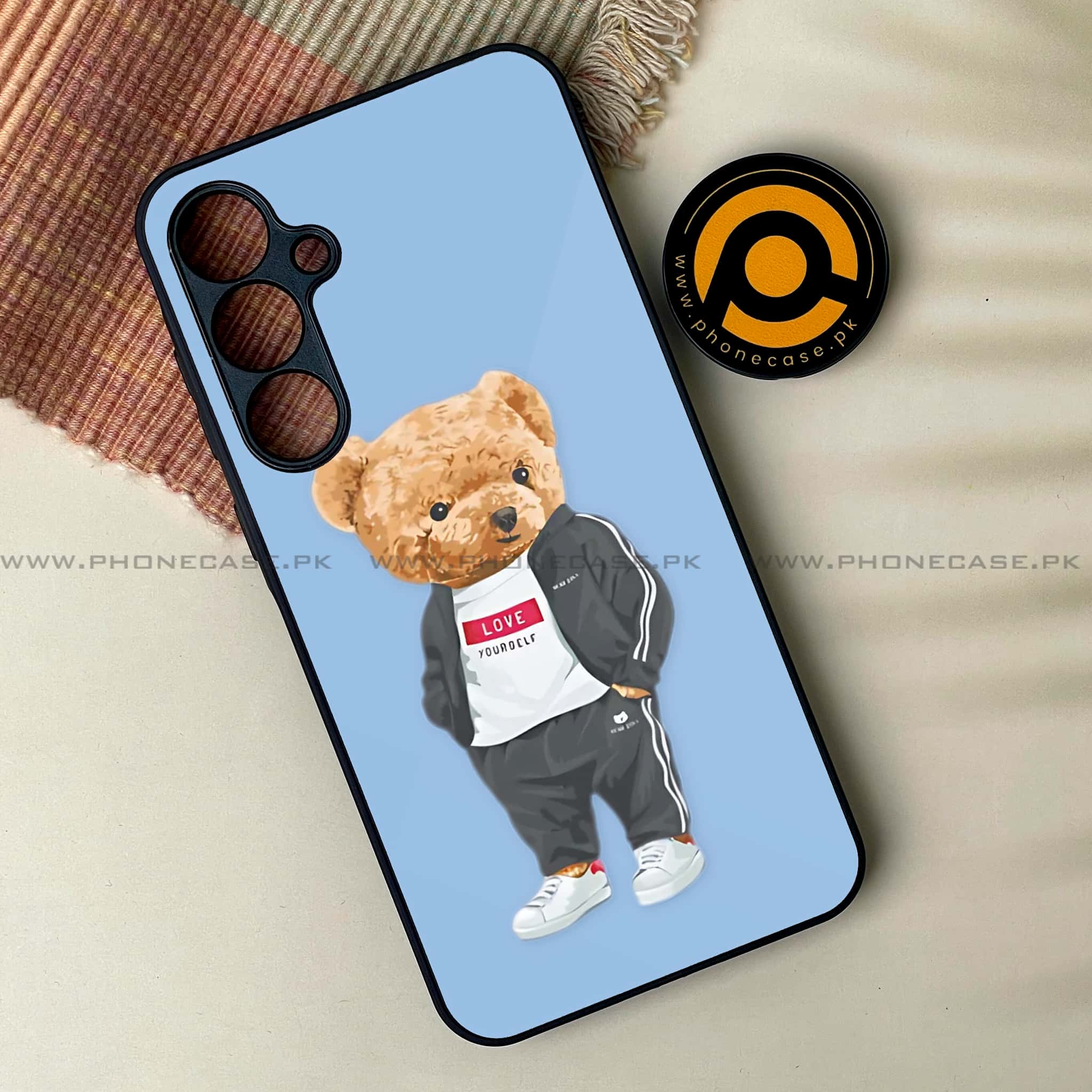 Galaxy A55 5G - Cool Bear Series -  Premium Metal Printed soft Bumper shock Proof Case