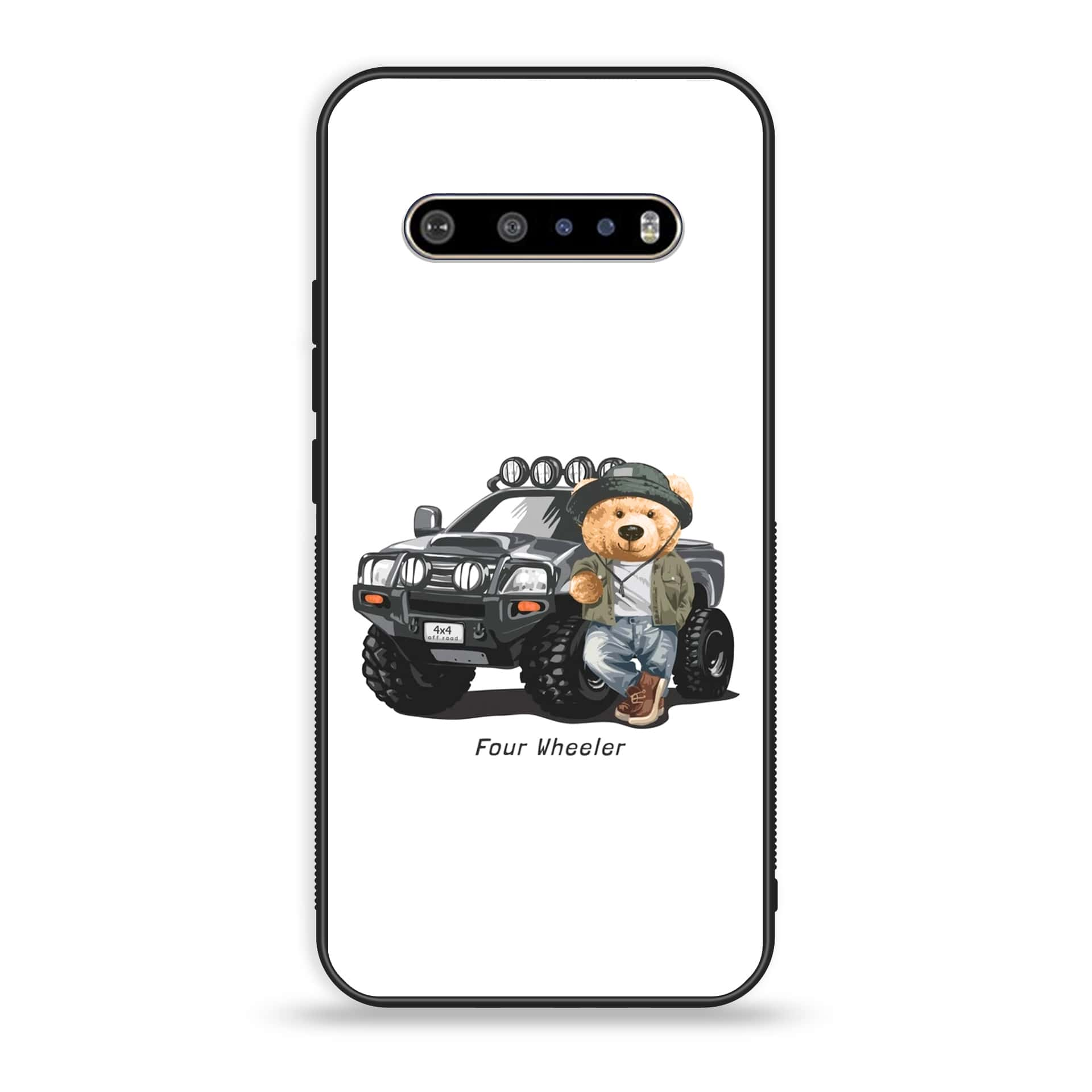 LG V60 Cool Bear Series Premium Printed Glass soft Bumper shock Proof Case