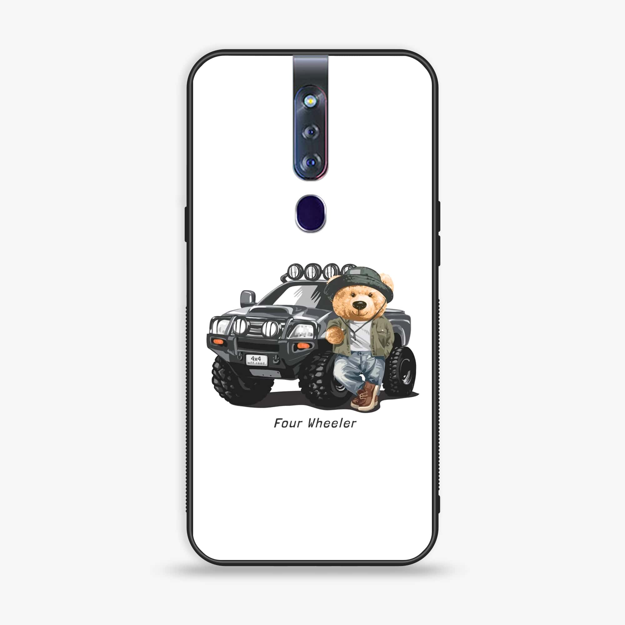 Oppo F11 Pro Cool Bear Series Premium Printed Glass soft Bumper shock Proof Case