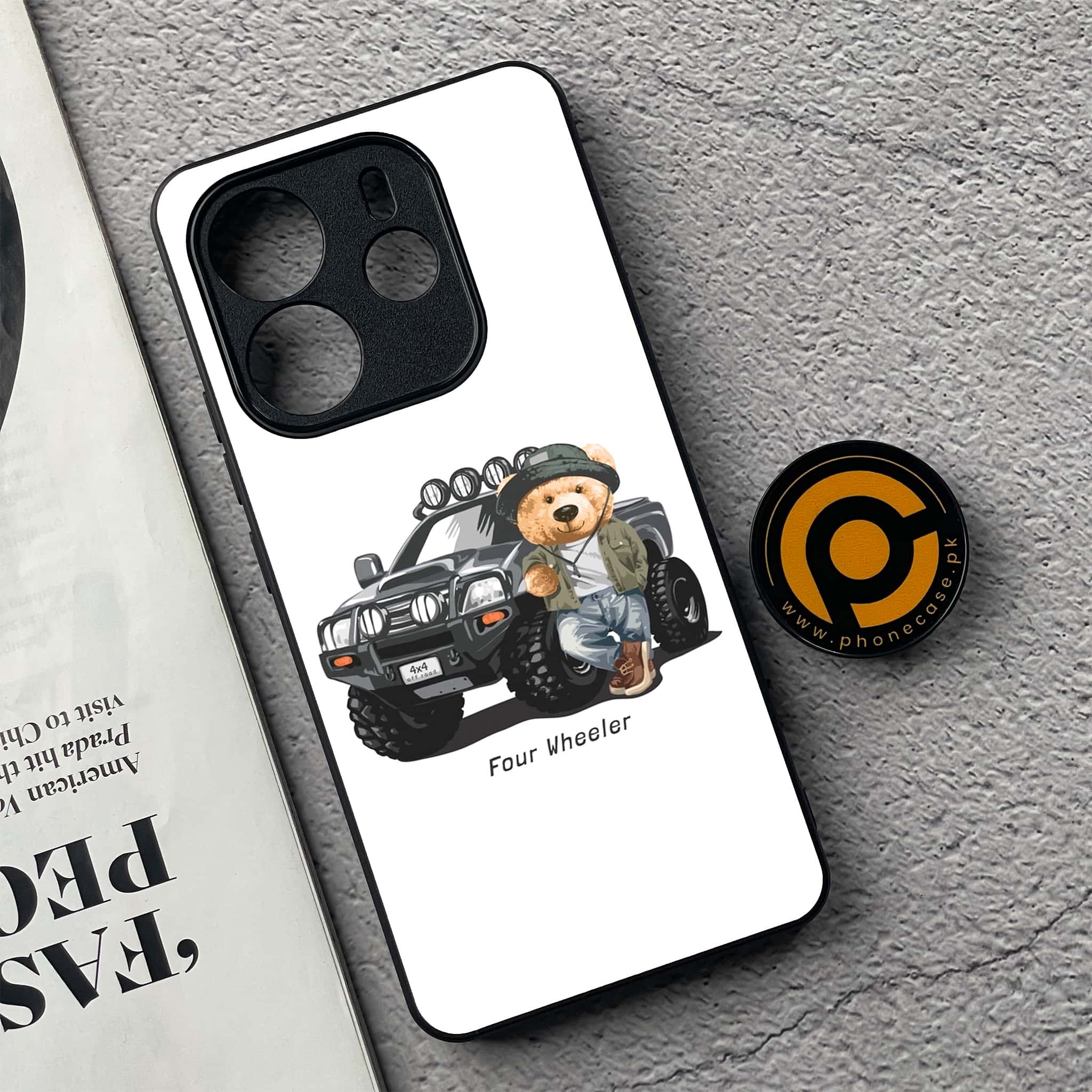 Xiaomi Redmi Note 14 - Cool Bear Series - Premium Printed Glass soft Bumper shock Proof Case