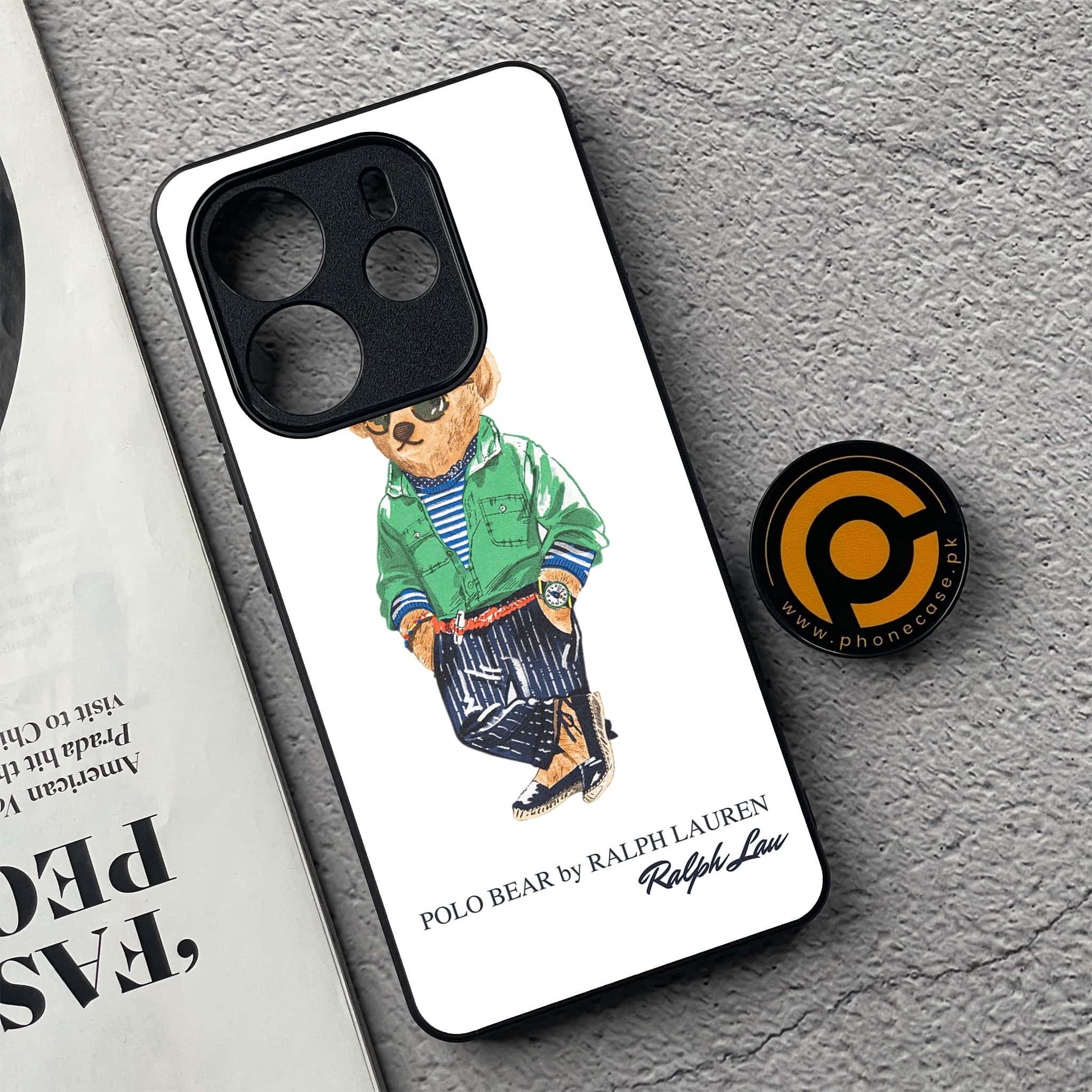 Xiaomi Redmi Note 14 - Cool Bear Series - Premium Printed Glass soft Bumper shock Proof Case
