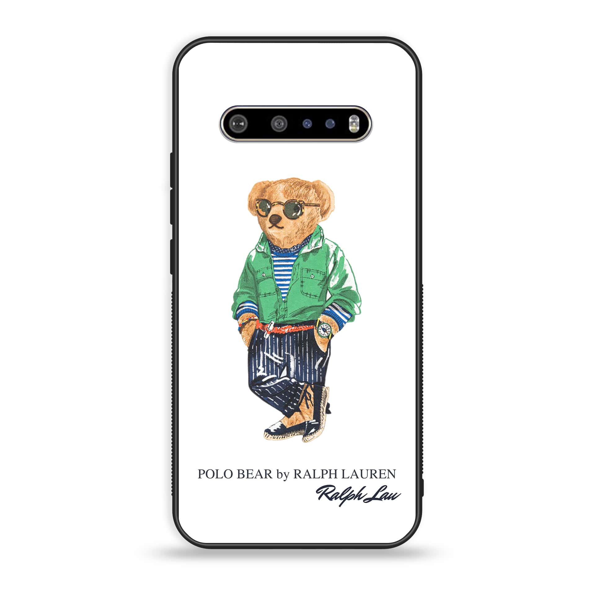 LG V60 Cool Bear Series Premium Printed Glass soft Bumper shock Proof Case