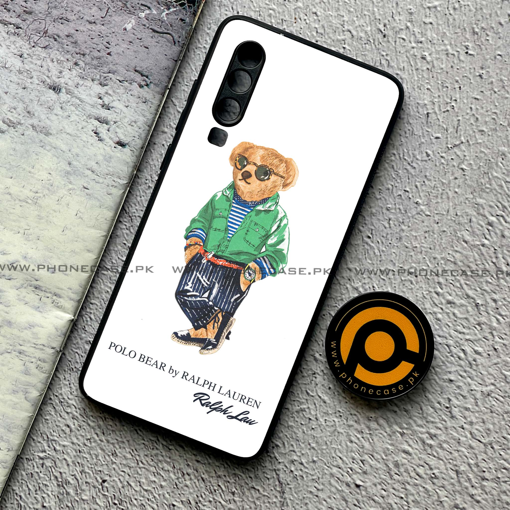 Huawei P30 - Cool Bear Series - Premium Printed Glass soft Bumper shock Proof Case