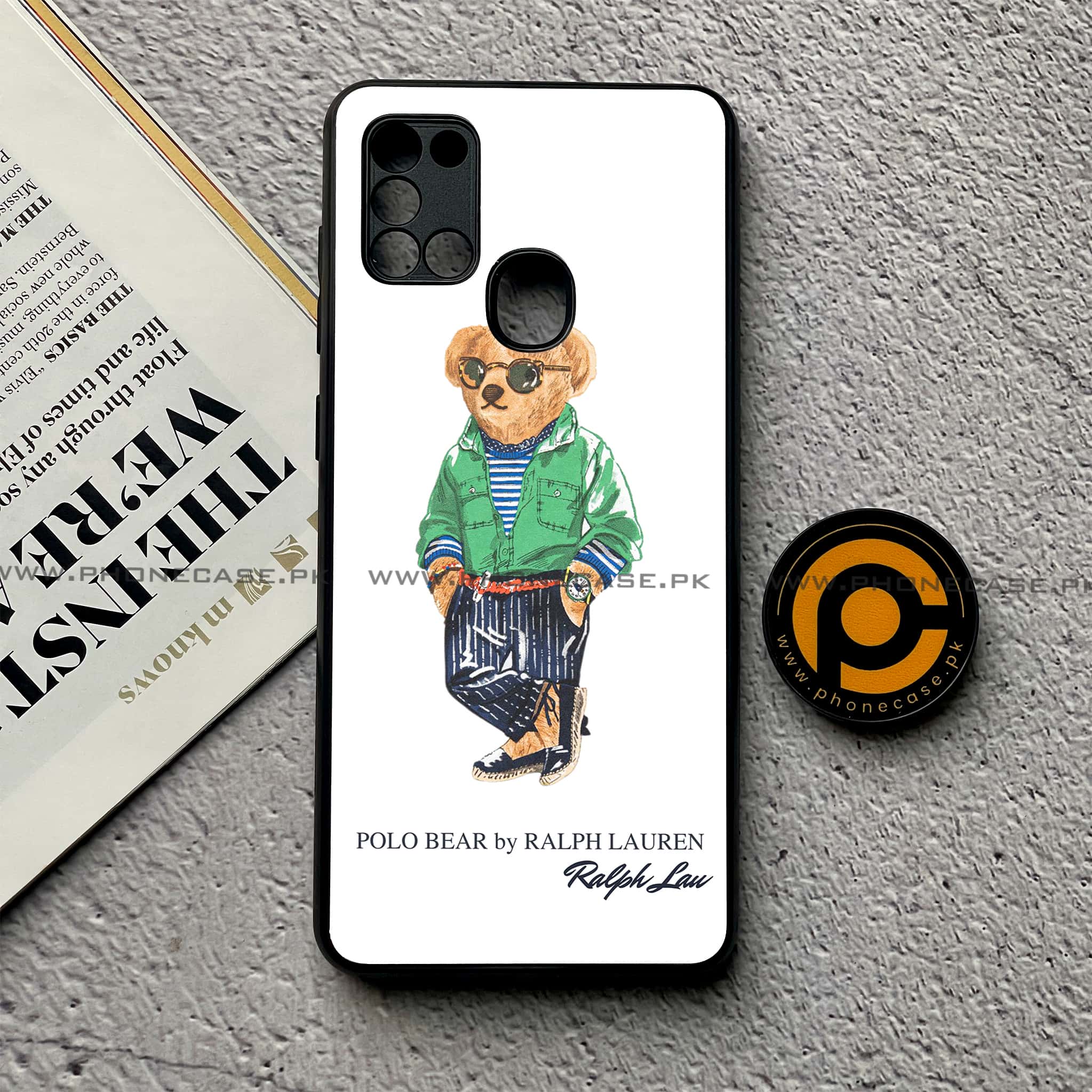 Samsung Galaxy A21s - Cool Bear Series - Premium Printed Glass soft Bumper shock Proof Case