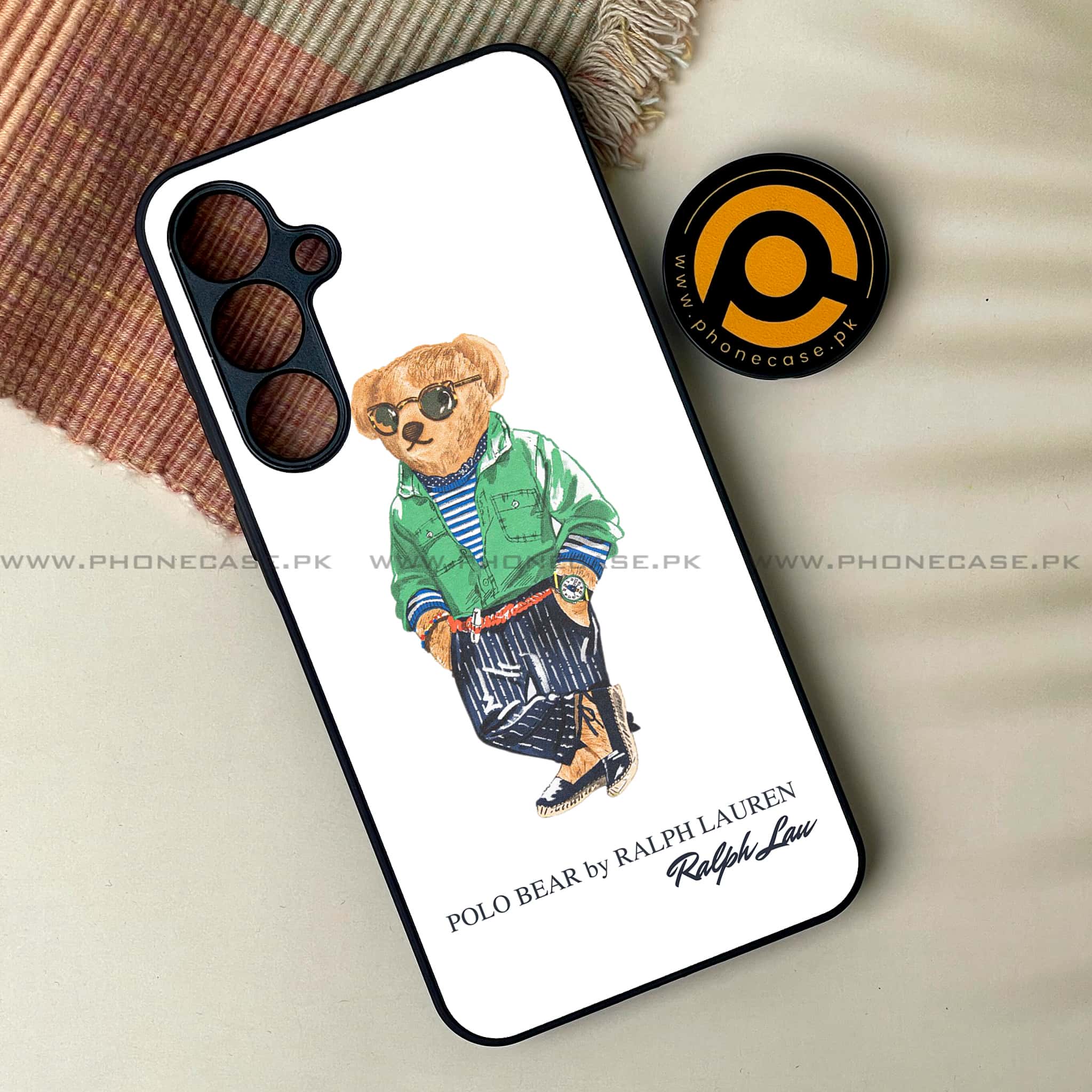 Galaxy A55 5G - Cool Bear Series -  Premium Metal Printed soft Bumper shock Proof Case
