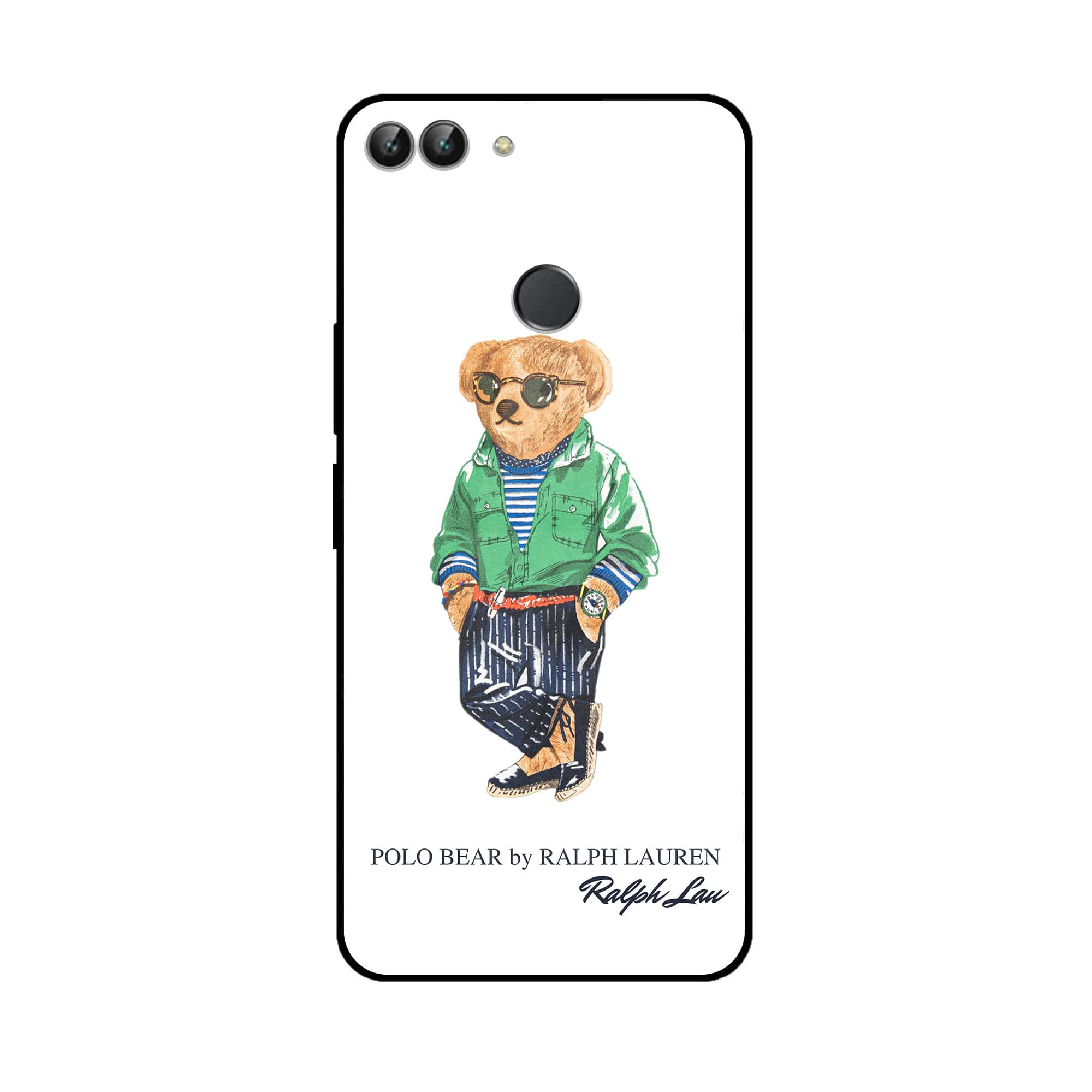 Huawei P Smart - Cool Bear Series - Premium Printed Glass soft Bumper shock Proof Case