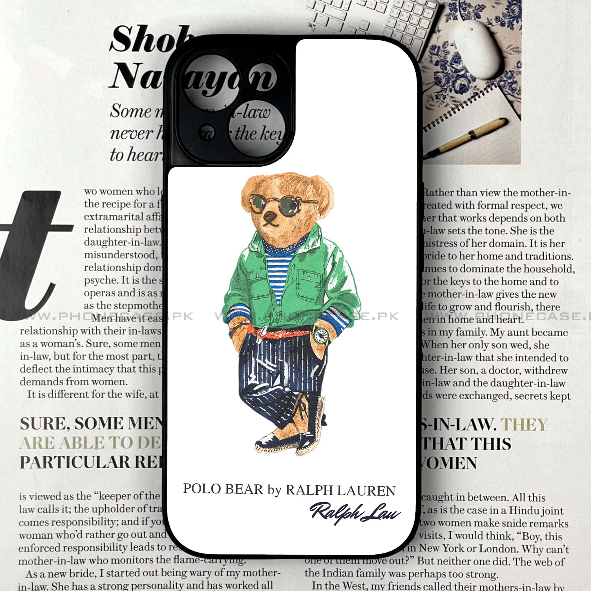 iPhone 15 - Cool Bear Series - Premium Printed Glass soft Bumper shock Proof Case