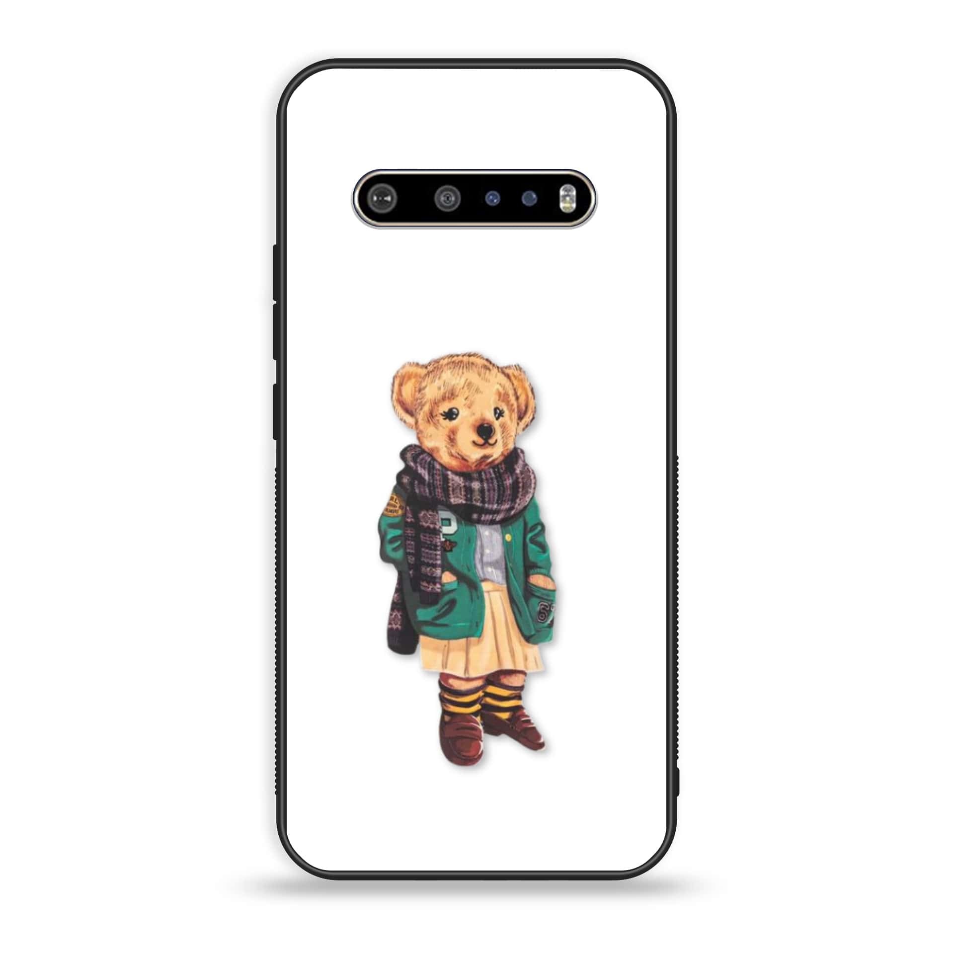 LG V60 Cool Bear Series Premium Printed Glass soft Bumper shock Proof Case