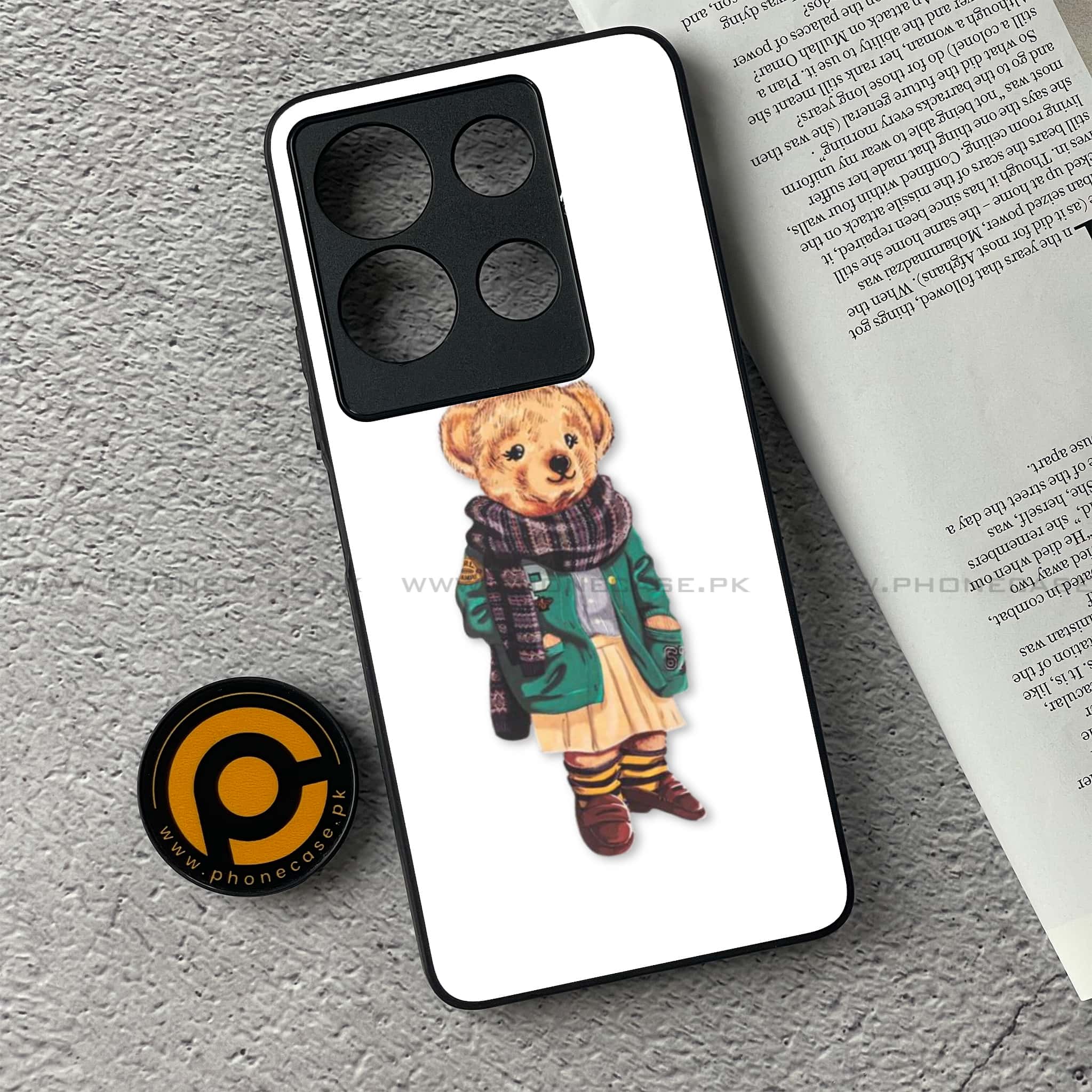 Infinix Note 30 - Cool Bear Series - Premium Printed Glass soft Bumper shock Proof Case