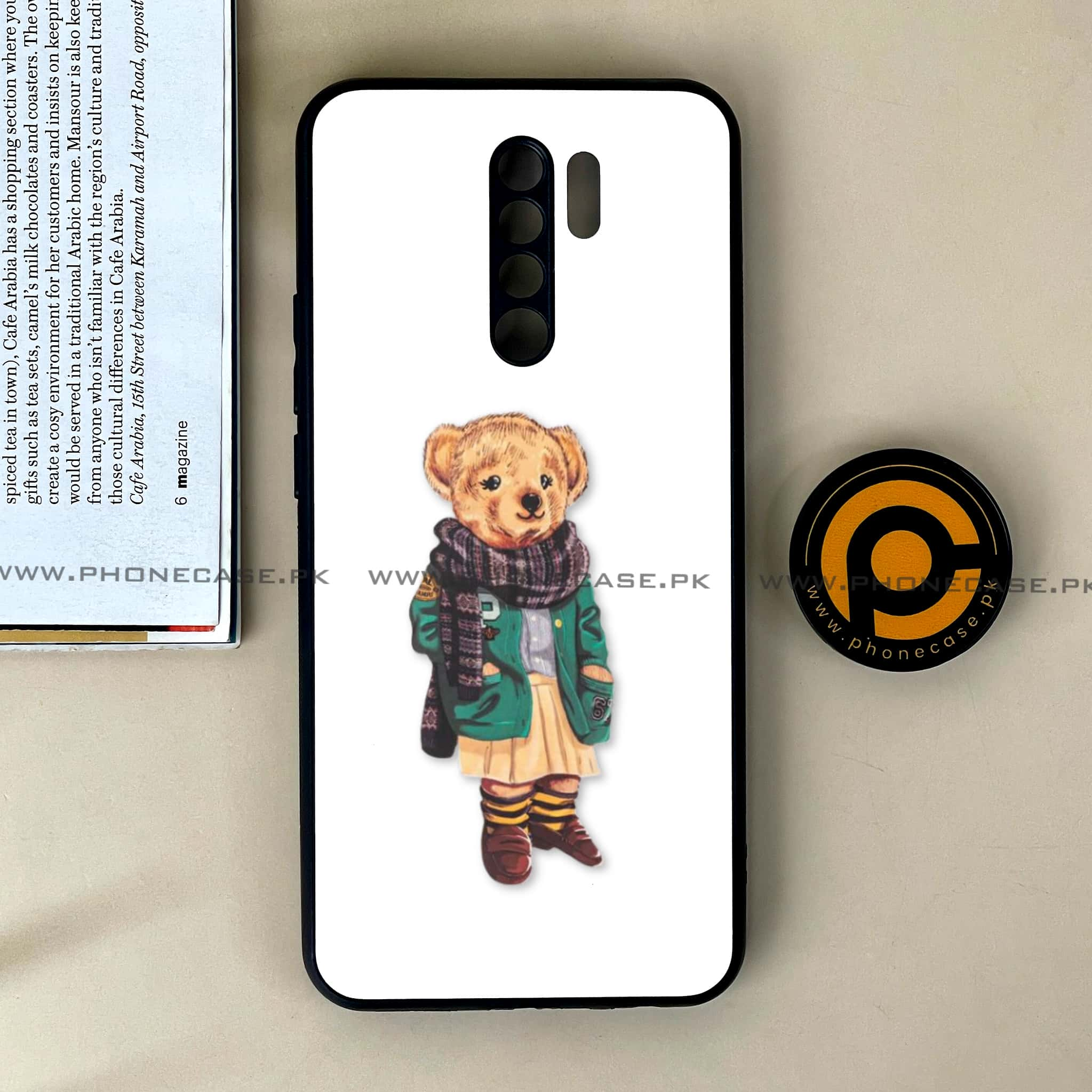 Xiaomi Redmi 9 - Cool Bear Series - Premium Printed Glass soft Bumper shock Proof Case