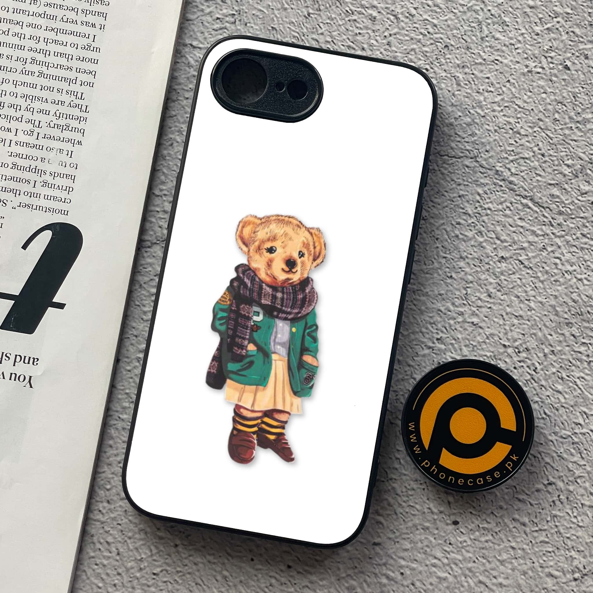 iPhone 16e - Cool Bear Series - Premium Metal  Printed soft Bumper shock Proof Case