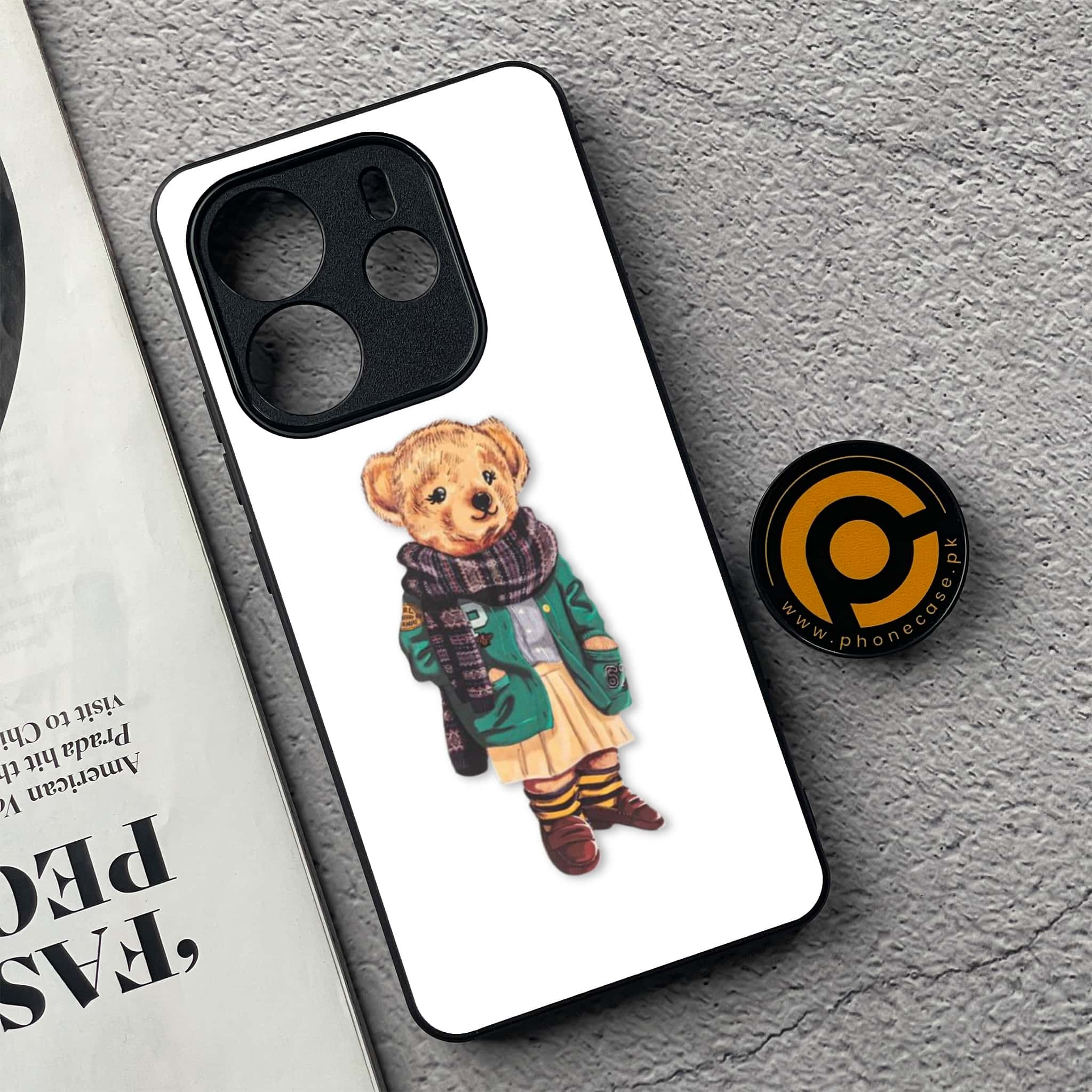 Xiaomi Redmi Note 14 - Cool Bear Series - Premium Printed Glass soft Bumper shock Proof Case