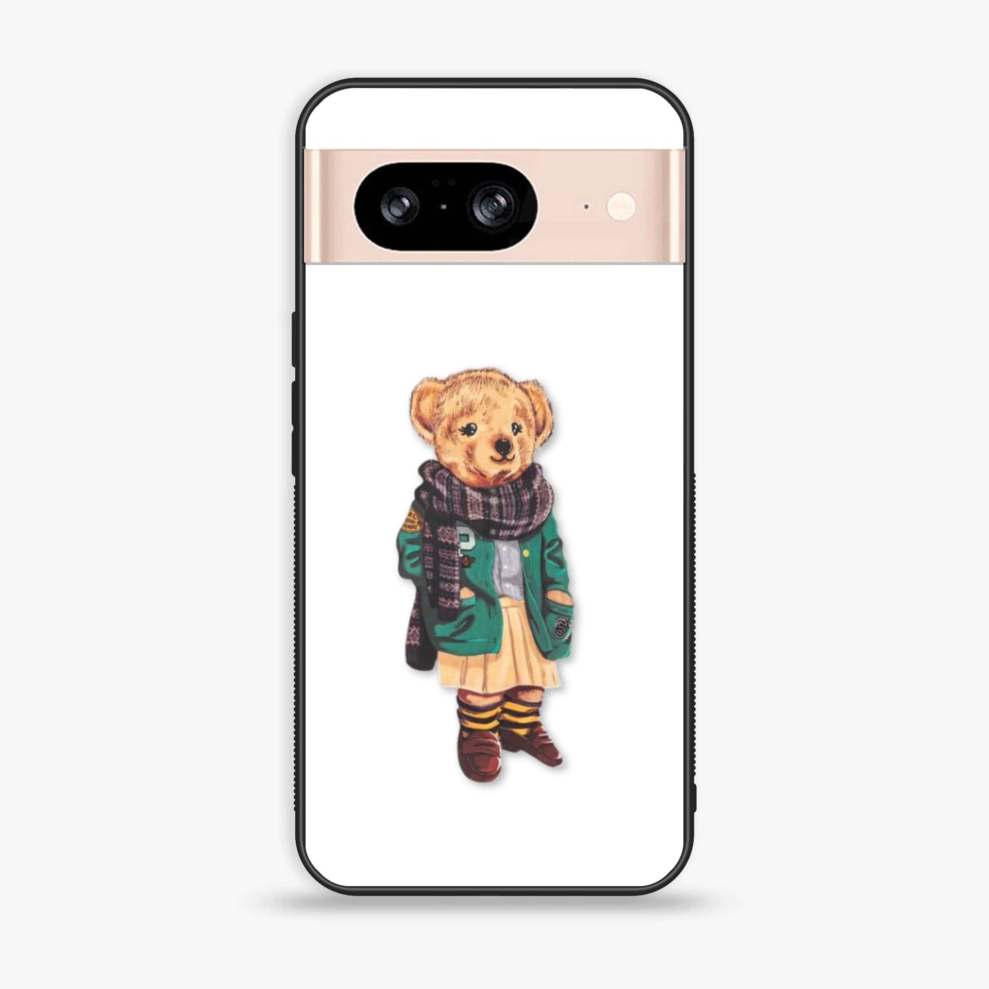 Google Pixel 8 - Cool Bear Series - Premium Printed Glass soft Bumper shock Proof Case