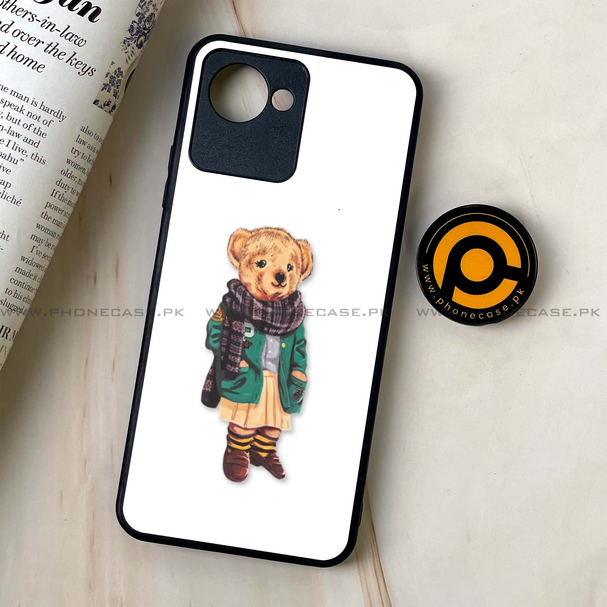 Realme C30 - Cool Bear Series - Premium Printed Glass soft Bumper shock Proof Case