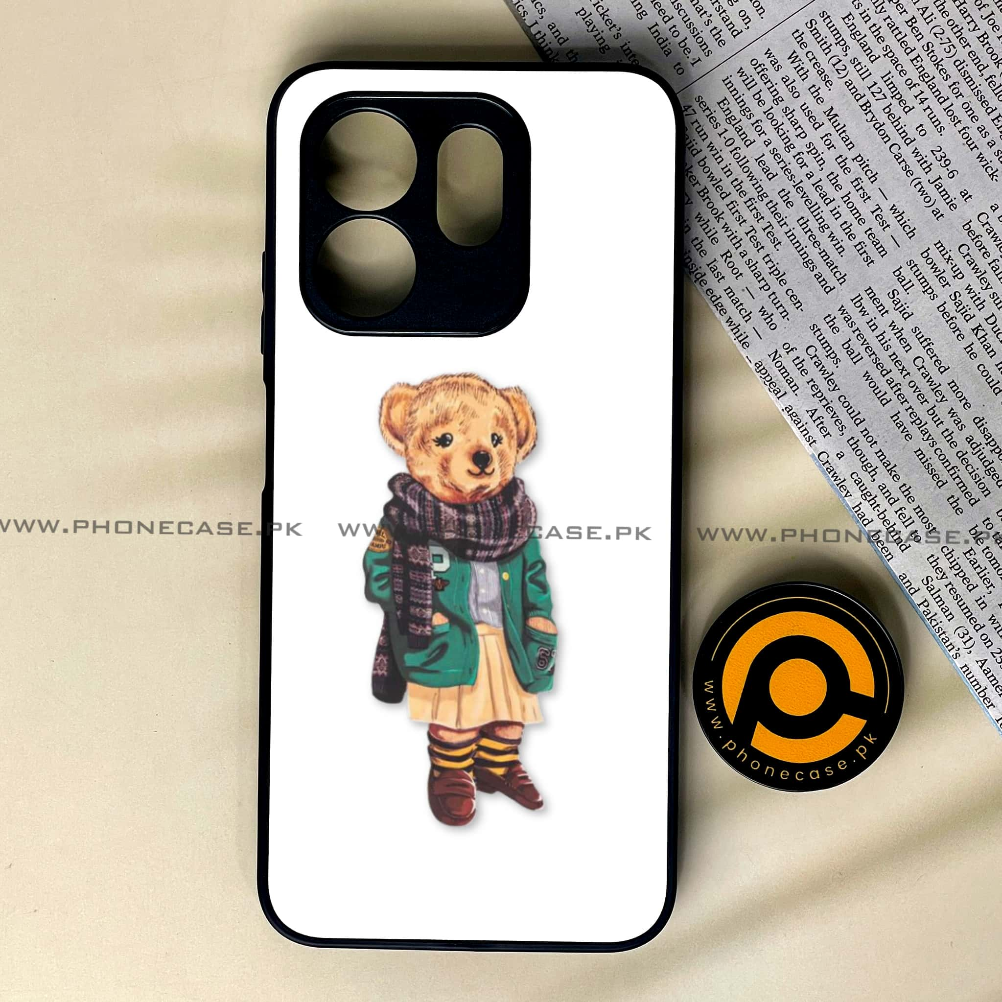 Infinix Hot 50i - Cool Bear Series - Premium Printed Glass soft Bumper shock Proof Case