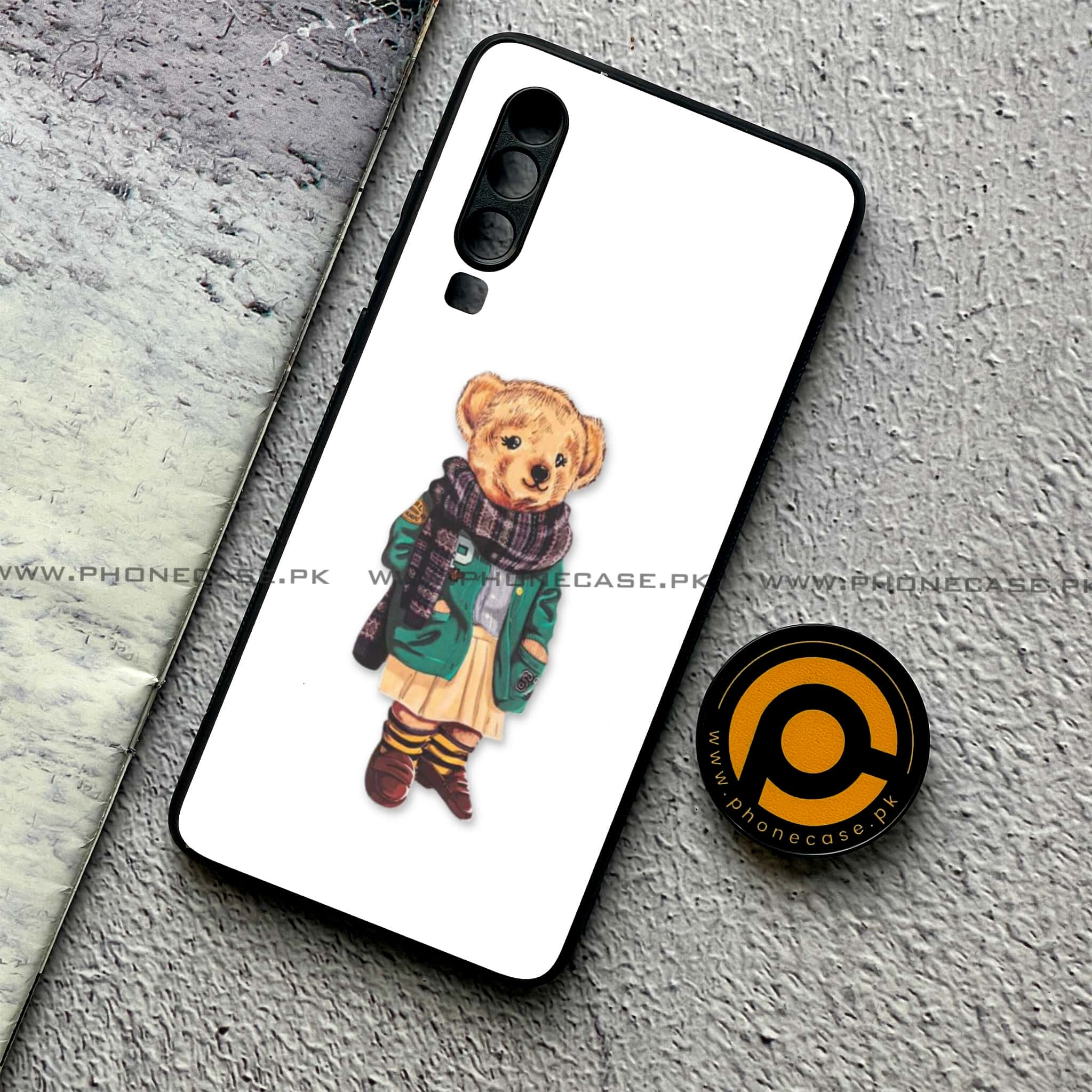 Huawei P30 - Cool Bear Series - Premium Printed Glass soft Bumper shock Proof Case