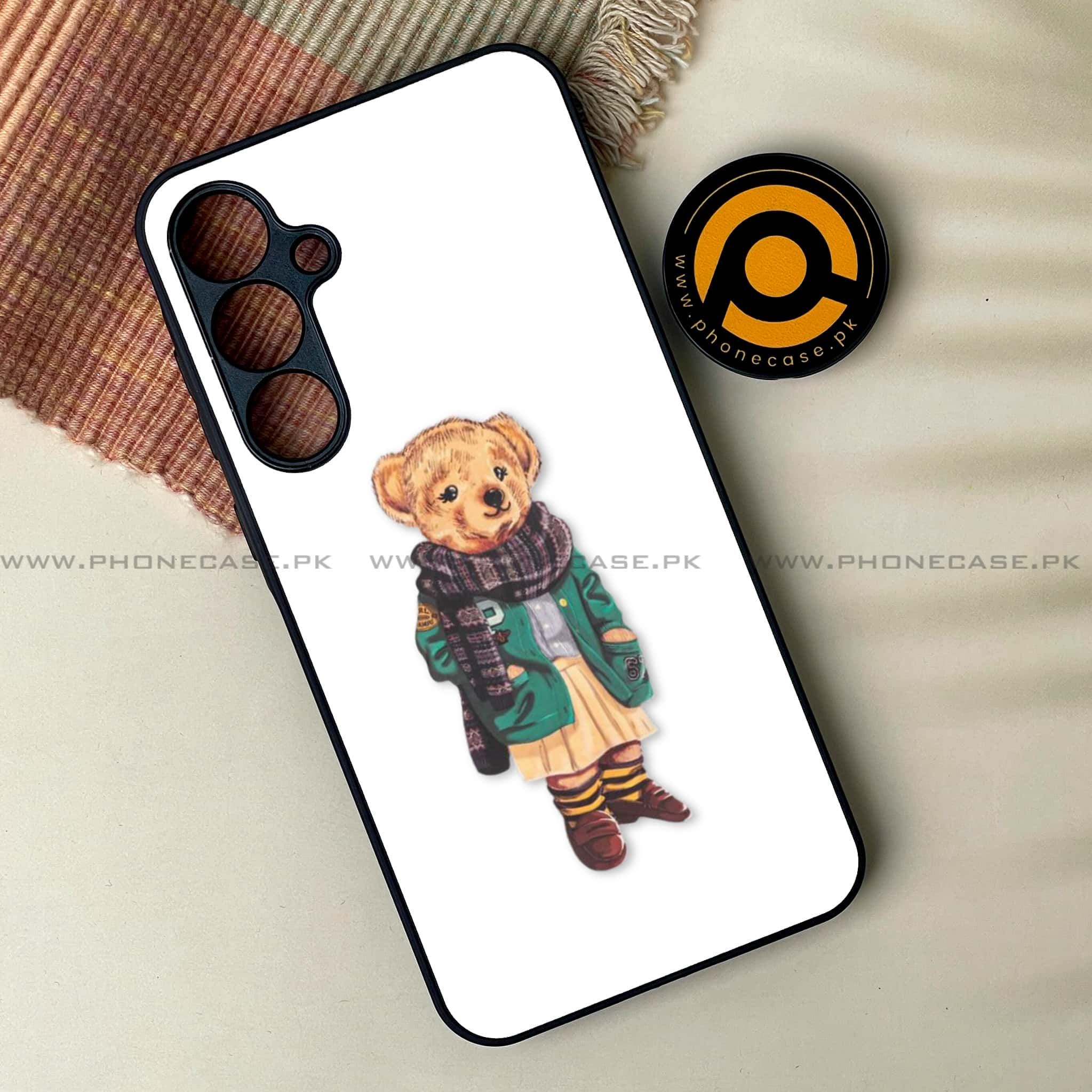 Galaxy A55 5G - Cool Bear Series -  Premium Metal Printed soft Bumper shock Proof Case