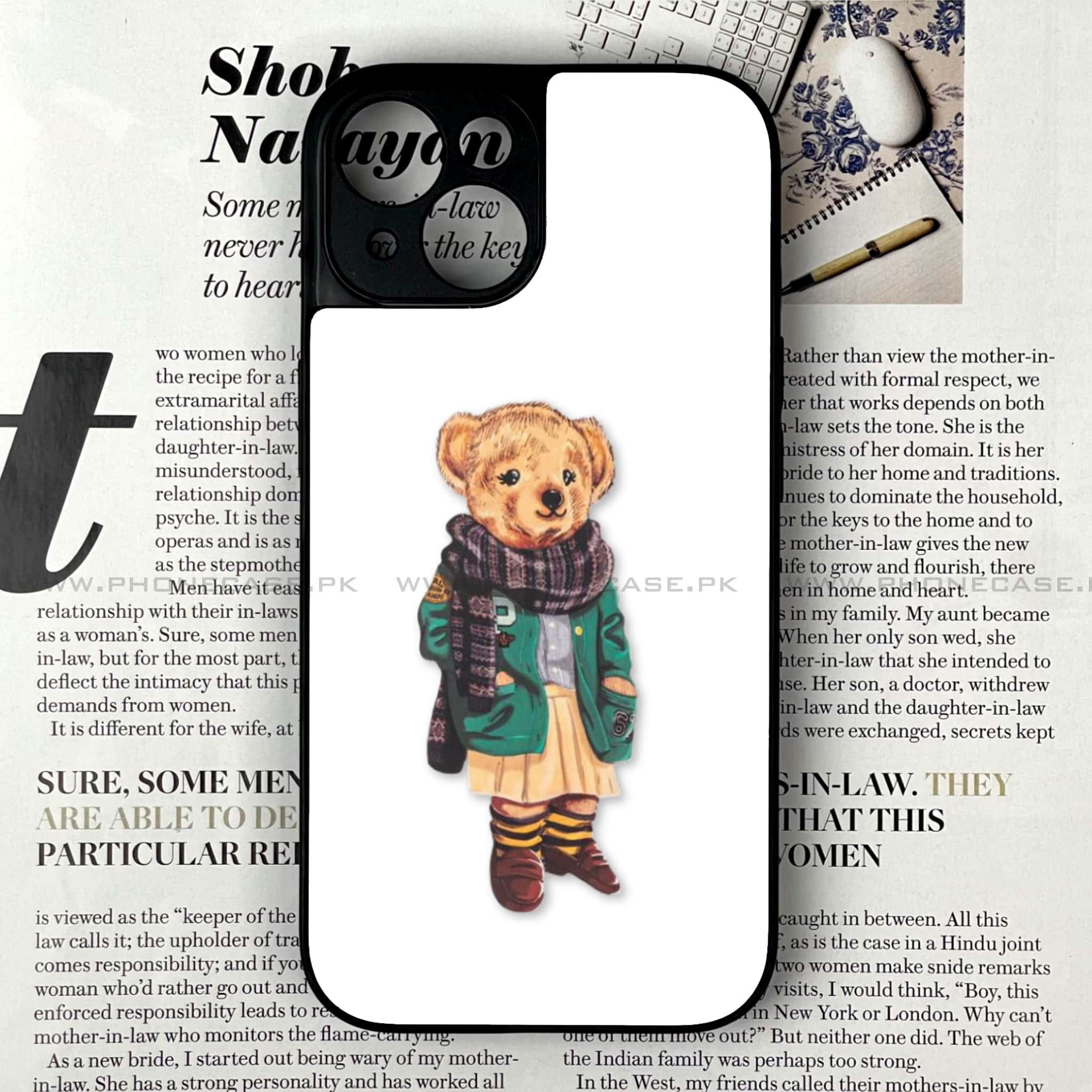 iPhone 15 - Cool Bear Series - Premium Printed Glass soft Bumper shock Proof Case