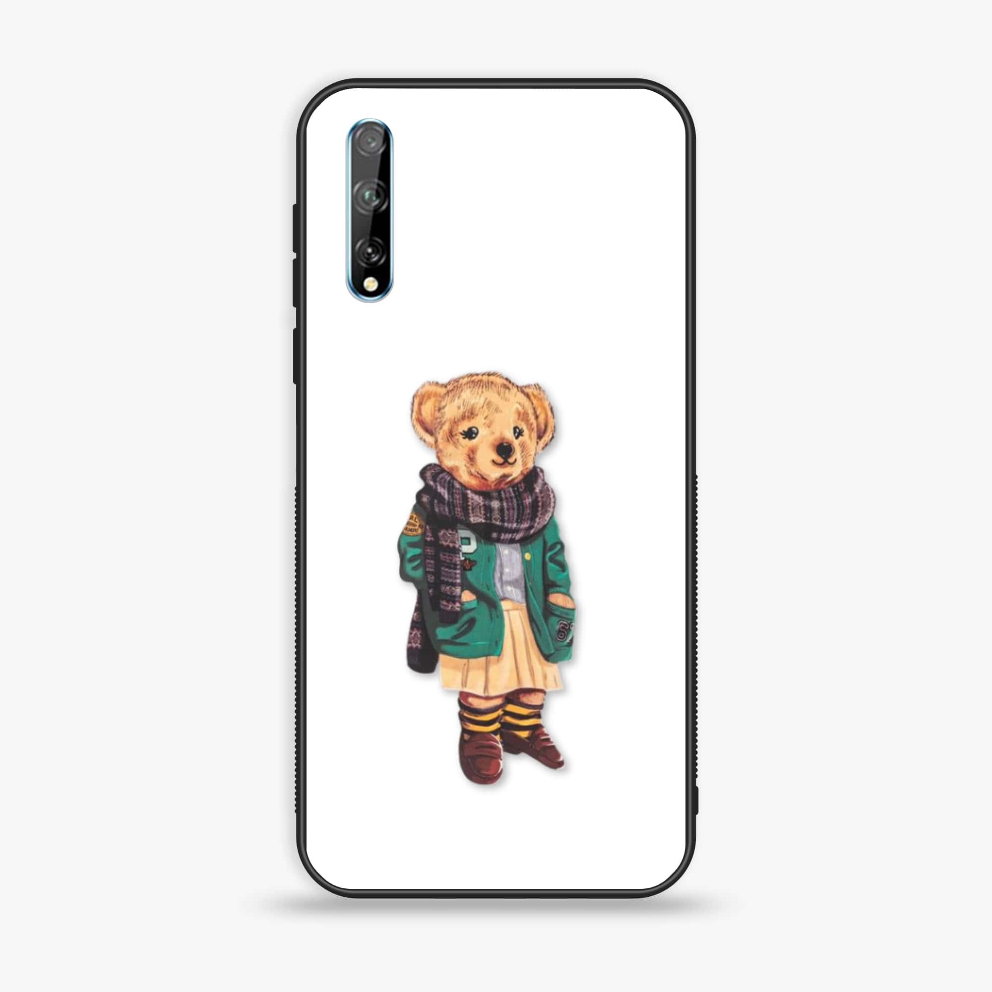 Huawei Y8p - Cool Bear Series - Premium Printed Glass soft Bumper shock Proof Case