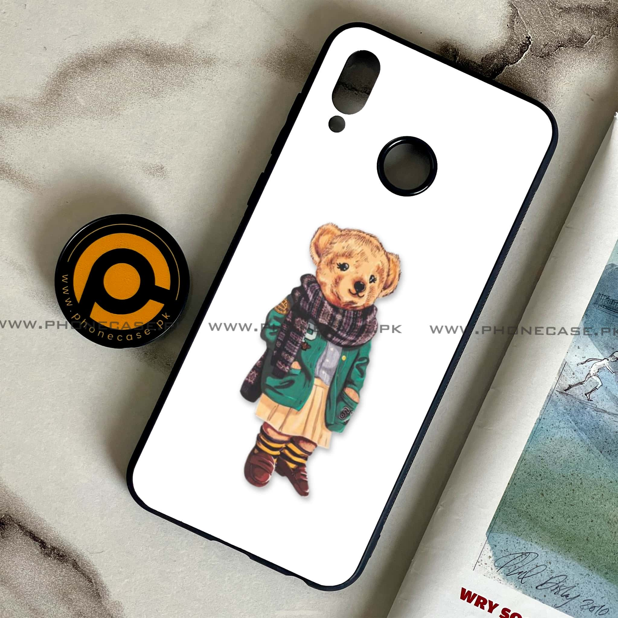 Huawei Honor Play - Cool Bear Series - Premium Printed Glass soft Bumper shock Proof Case