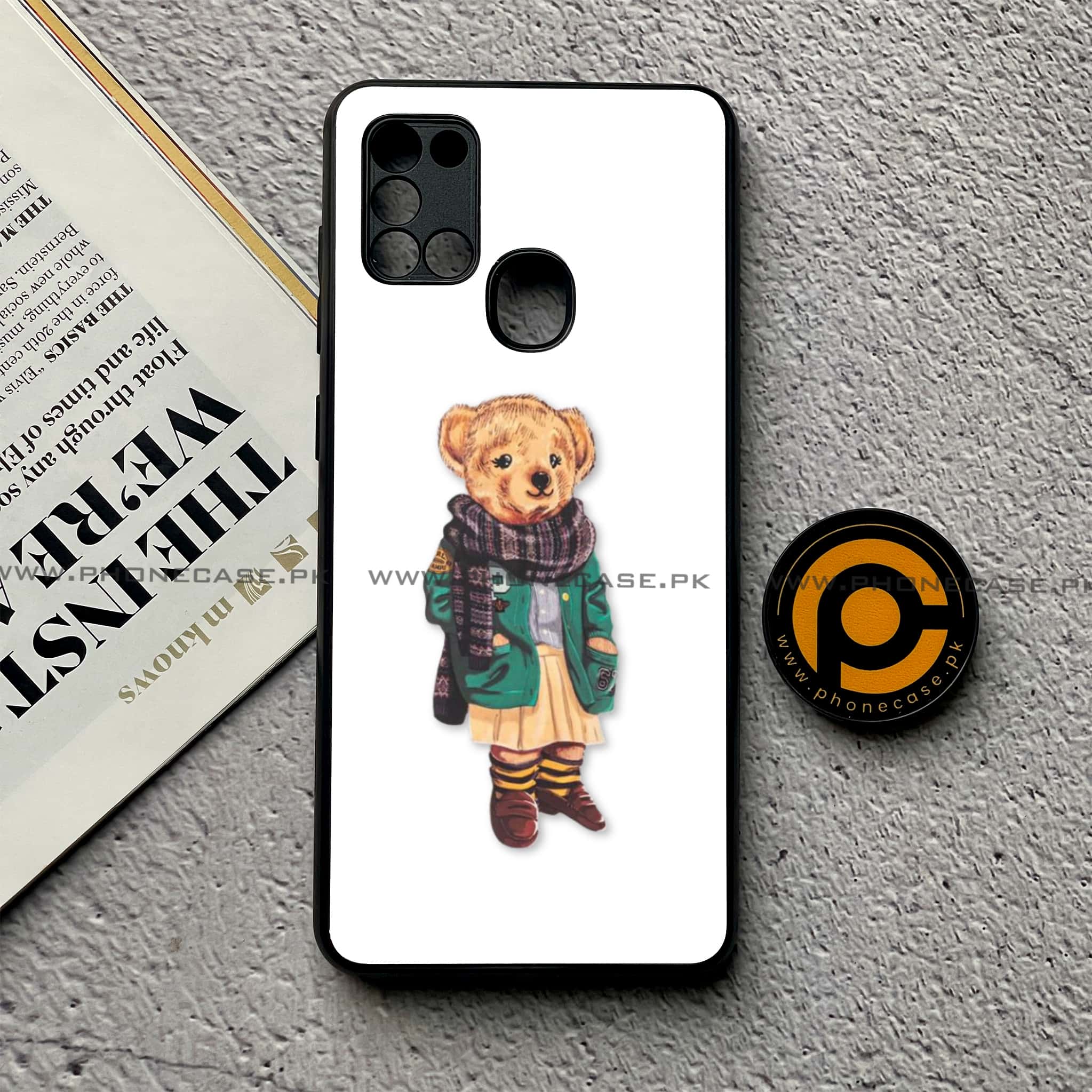 Samsung Galaxy A21s - Cool Bear Series - Premium Printed Glass soft Bumper shock Proof Case