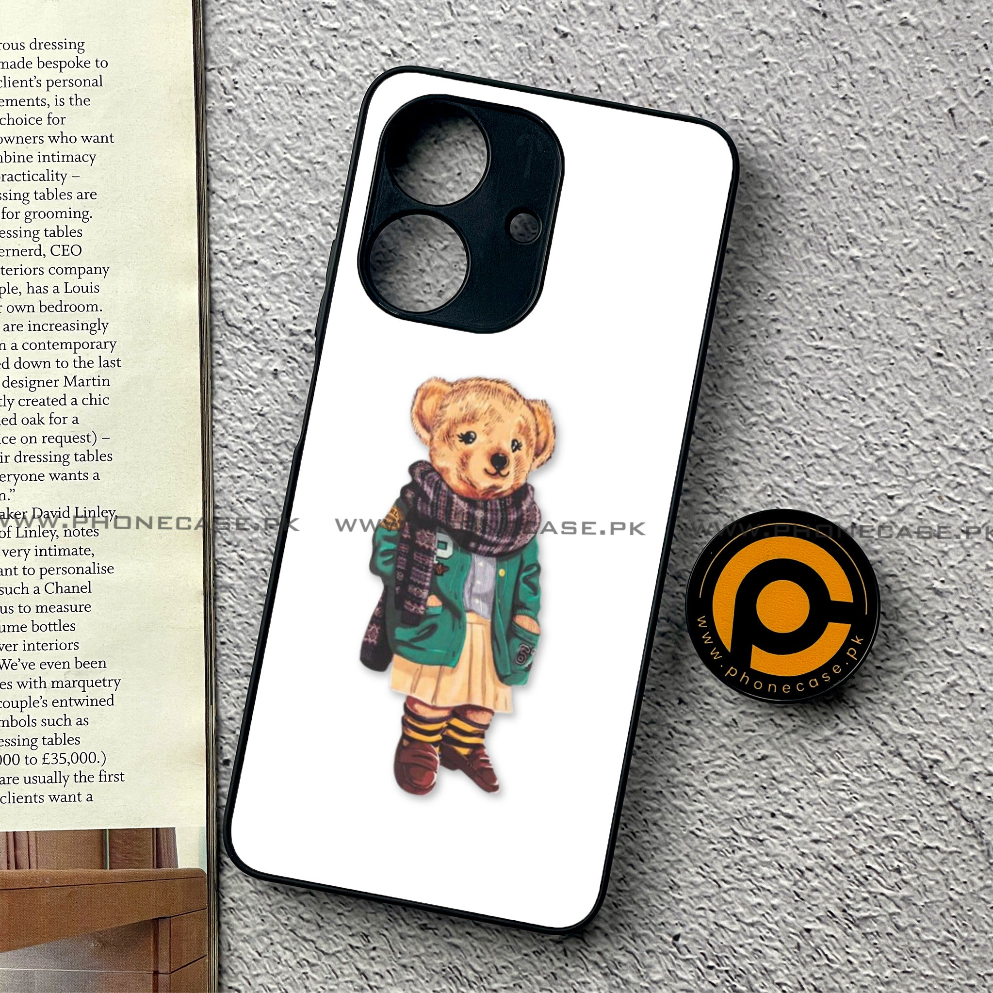 Realme Note 60 - Cool Bear Series - Premium Printed Glass soft Bumper shock Proof Case