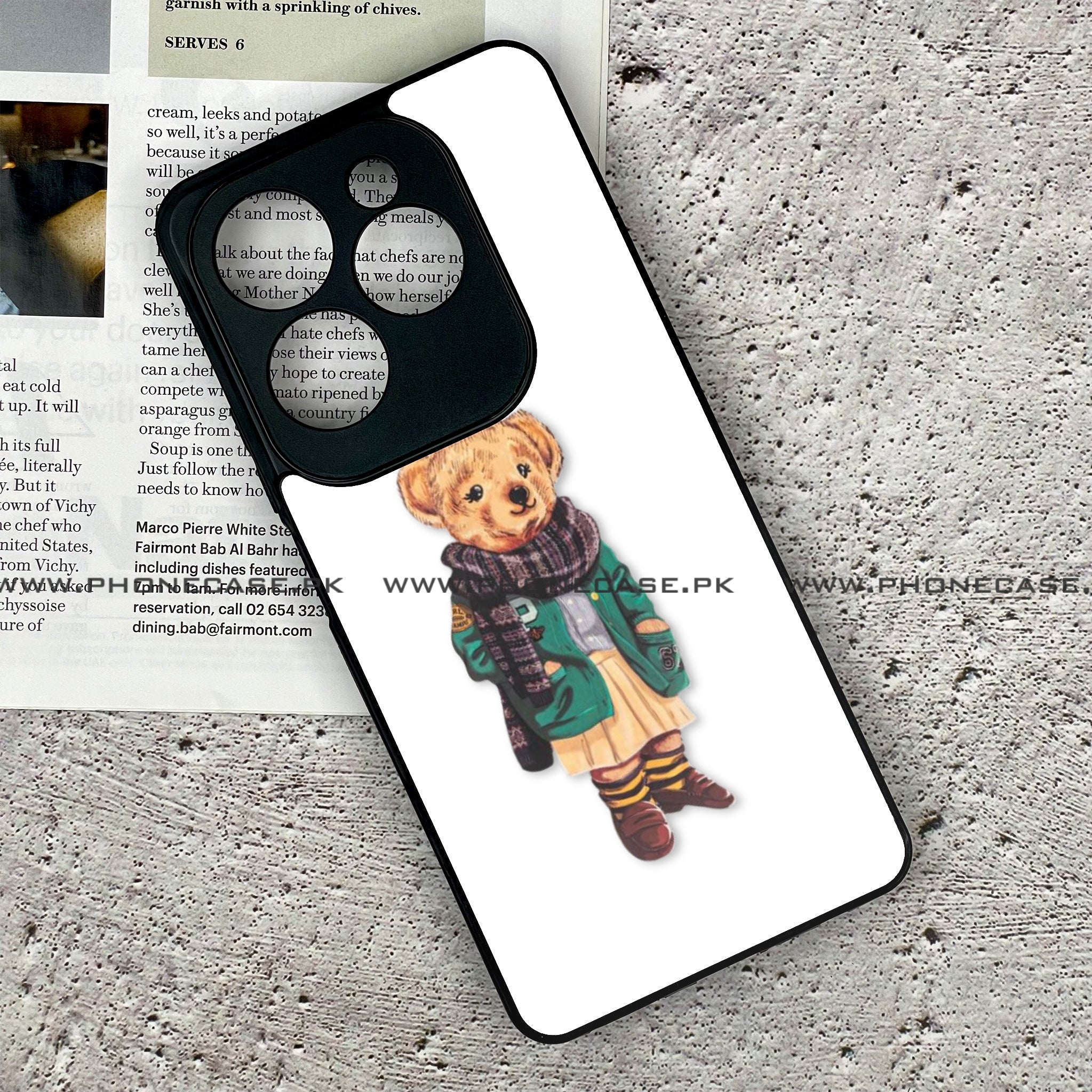 Tecno Spark 20 Pro - Cool Bear Series - Premium Printed Glass soft Bumper shock Proof Case