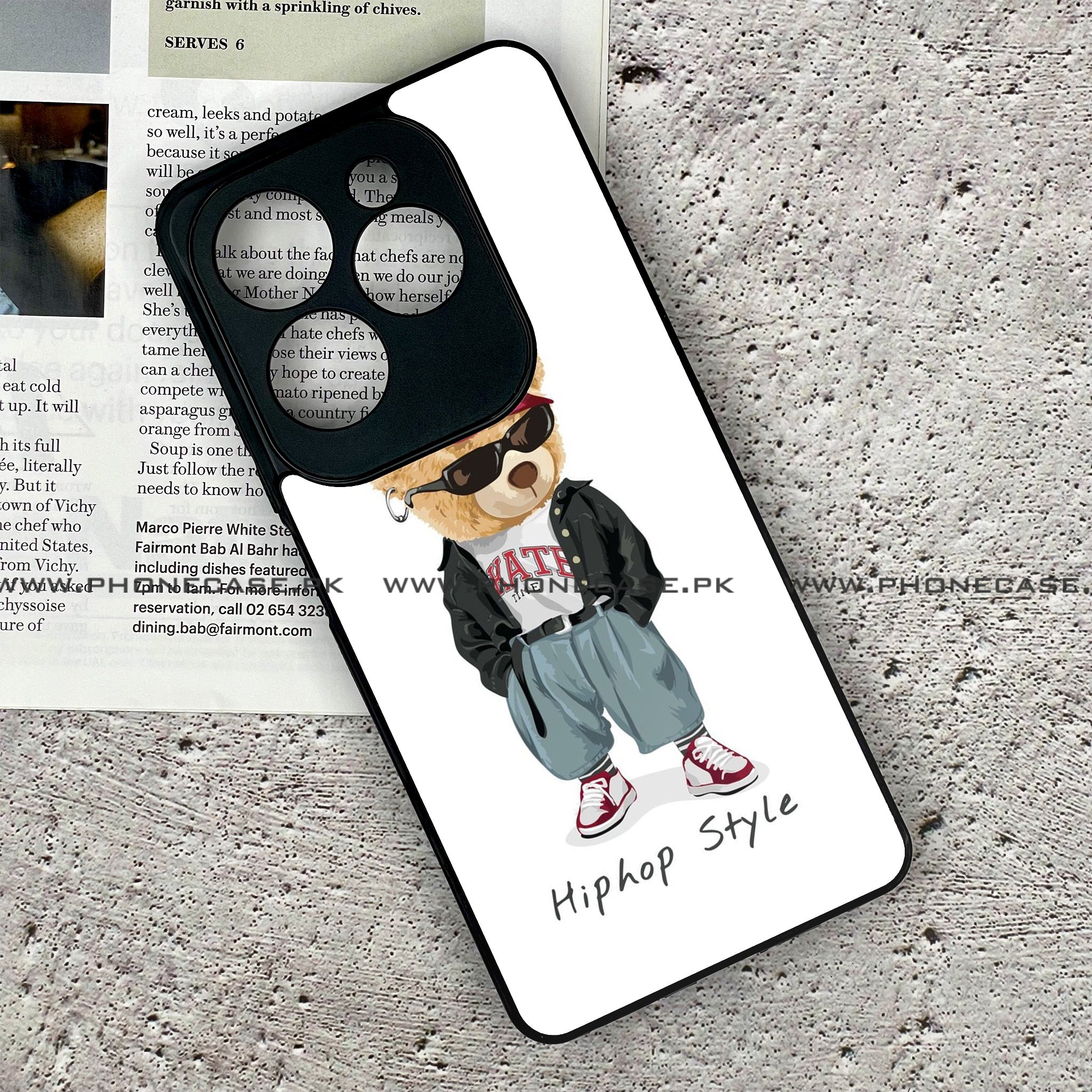 Tecno Spark 20 Pro - Cool Bear Series - Premium Printed Glass soft Bumper shock Proof Case