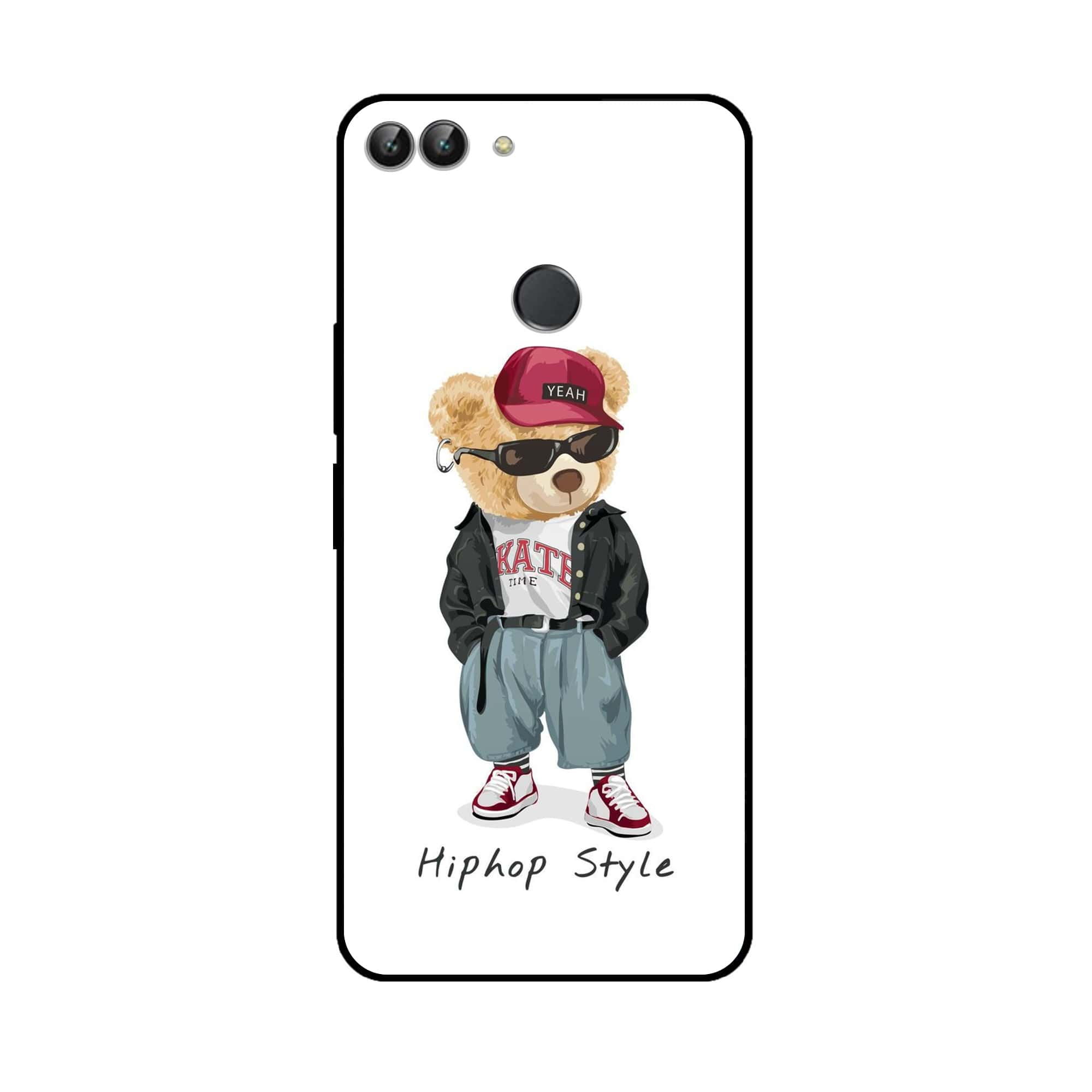 Huawei P Smart - Cool Bear Series - Premium Printed Glass soft Bumper shock Proof Case