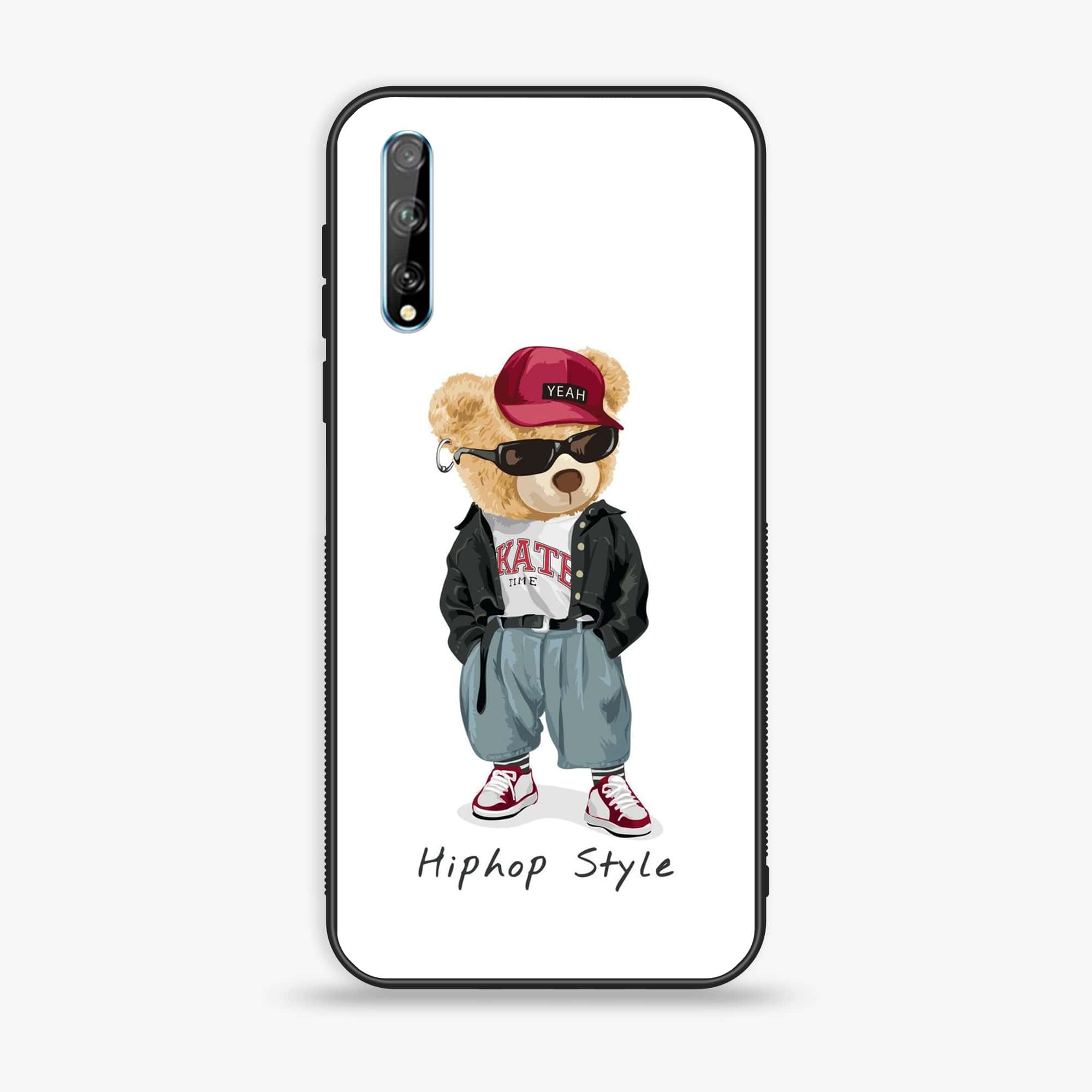 Huawei Y8p - Cool Bear Series - Premium Printed Glass soft Bumper shock Proof Case